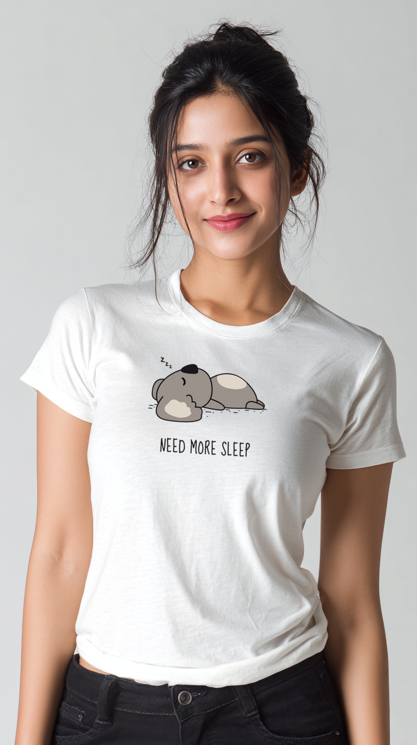 Women’s “Need More Sleep” Cotton Graphic T-Shirt