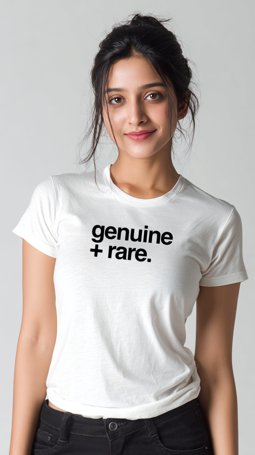 Women’s “Genuine + Rare” Graphic Cotton Tshirt