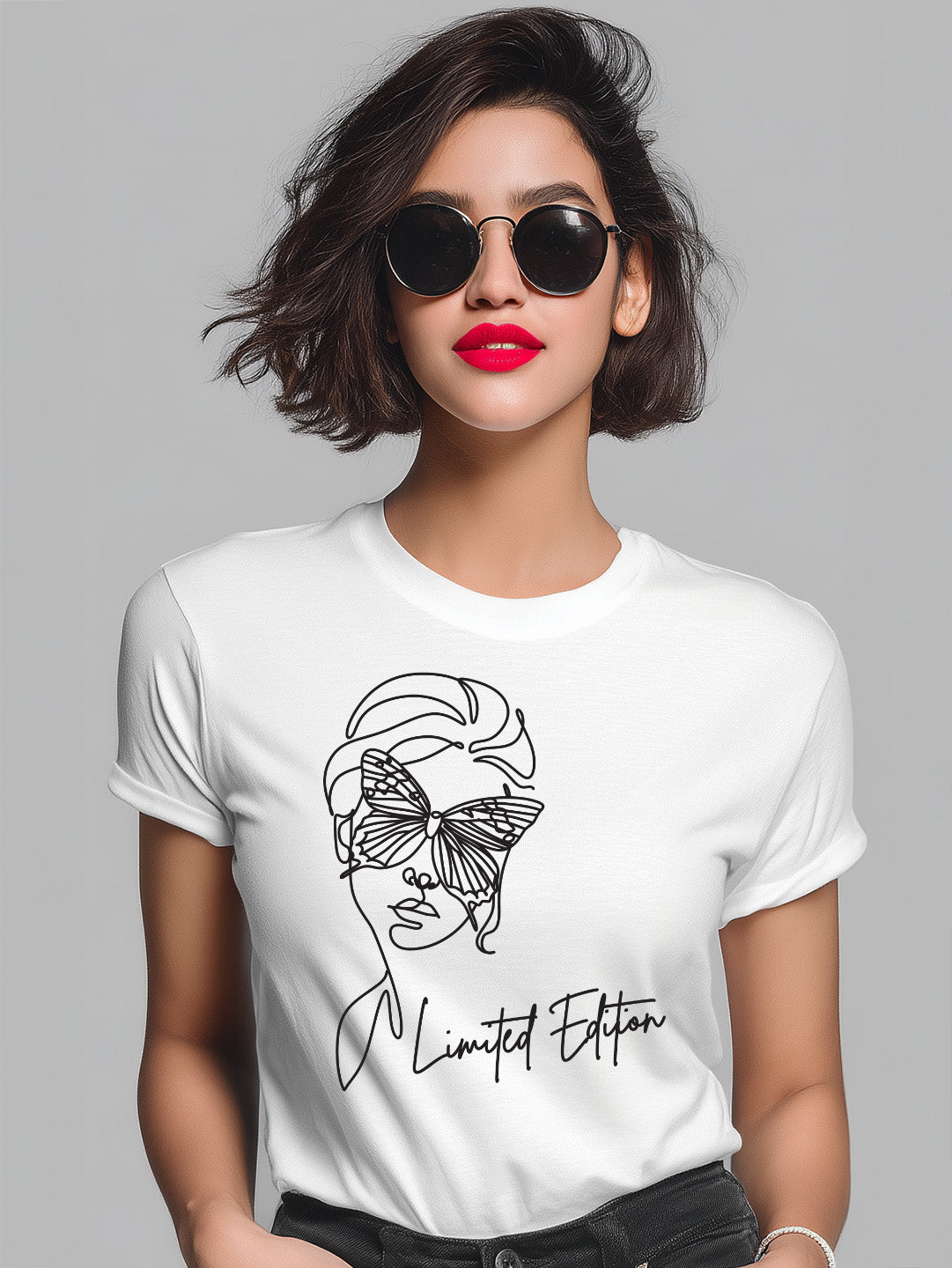 Abstract Butterfly Face Design-Limited Edition Women's Cotton T-Shirt