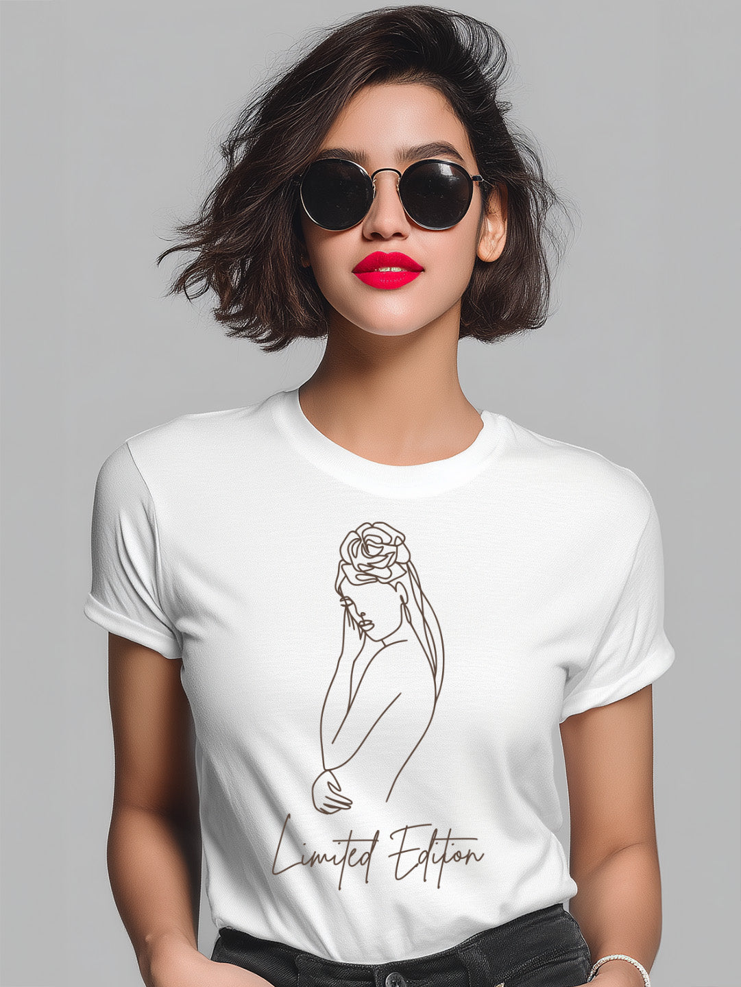 Limited Edition tshirt for women with Bold Woman Outline Design