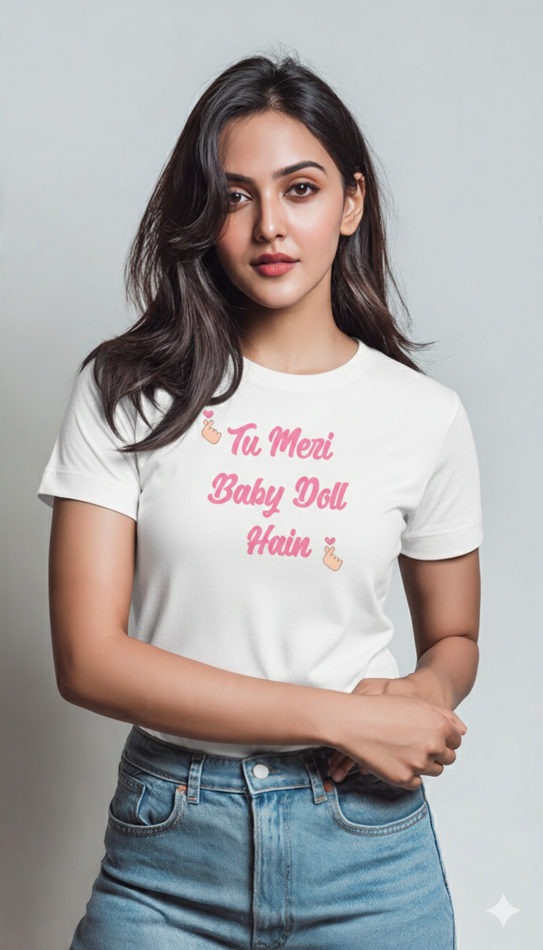 'Tu Meri Baby Doll Hai' Women's Cotton T-Shirt - Storeily