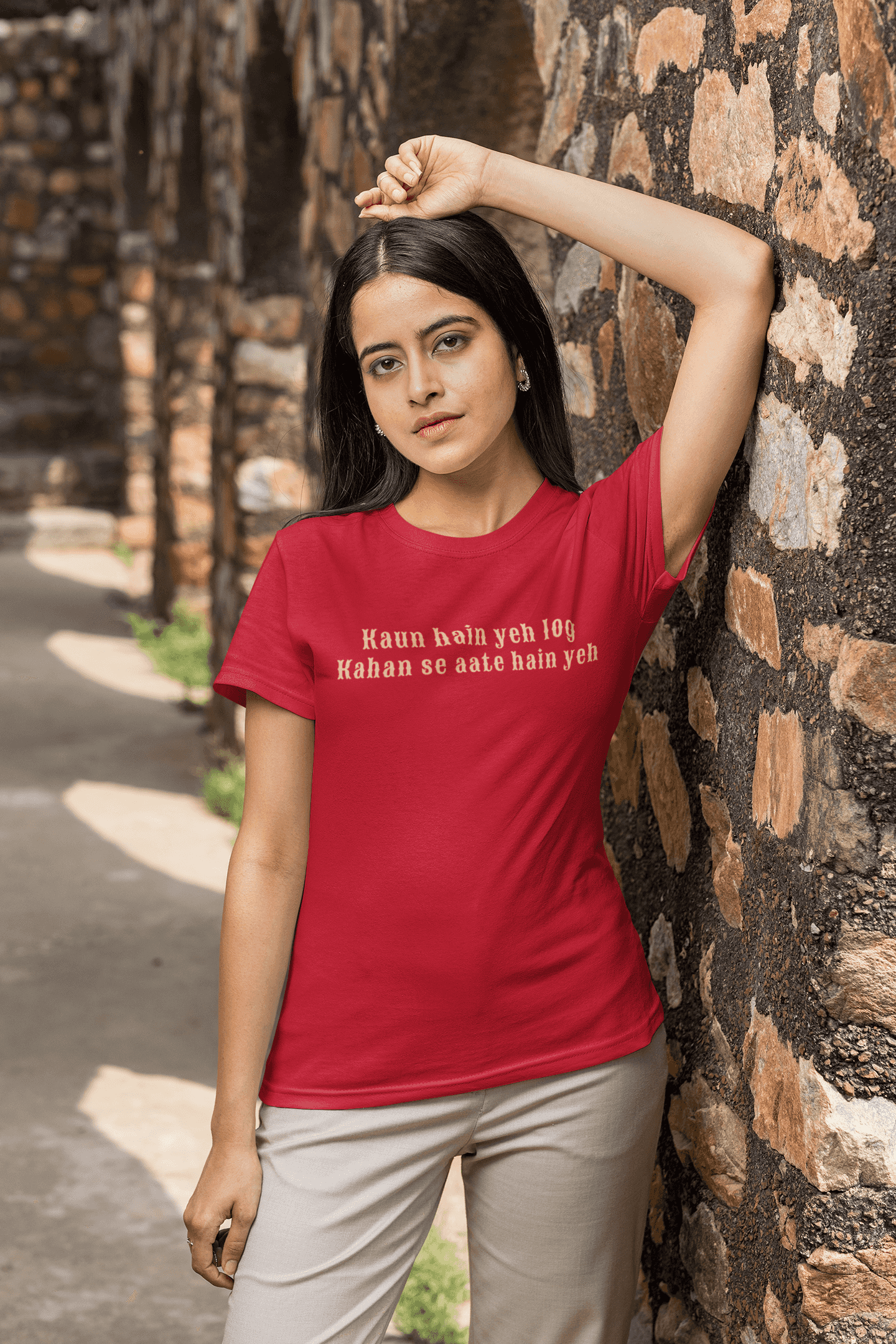 "Kaun Hain Yeh Log Kahaan Se Aate Hain Yeh" Women's Graphic T-Shirt - Mystery Unveiled