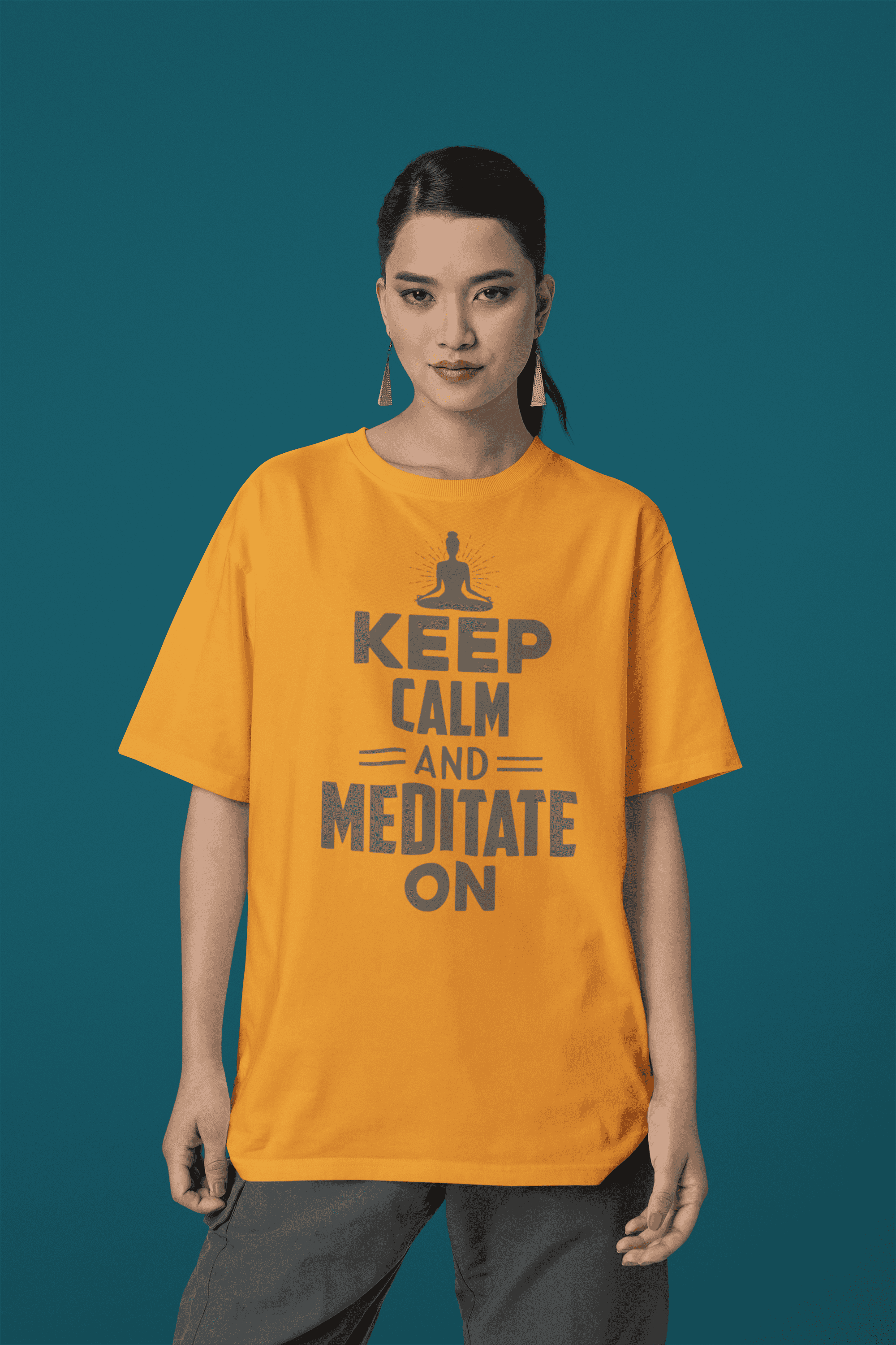 "Keep Calm and Meditate On" Women's Cotton Oversized T-Shirt