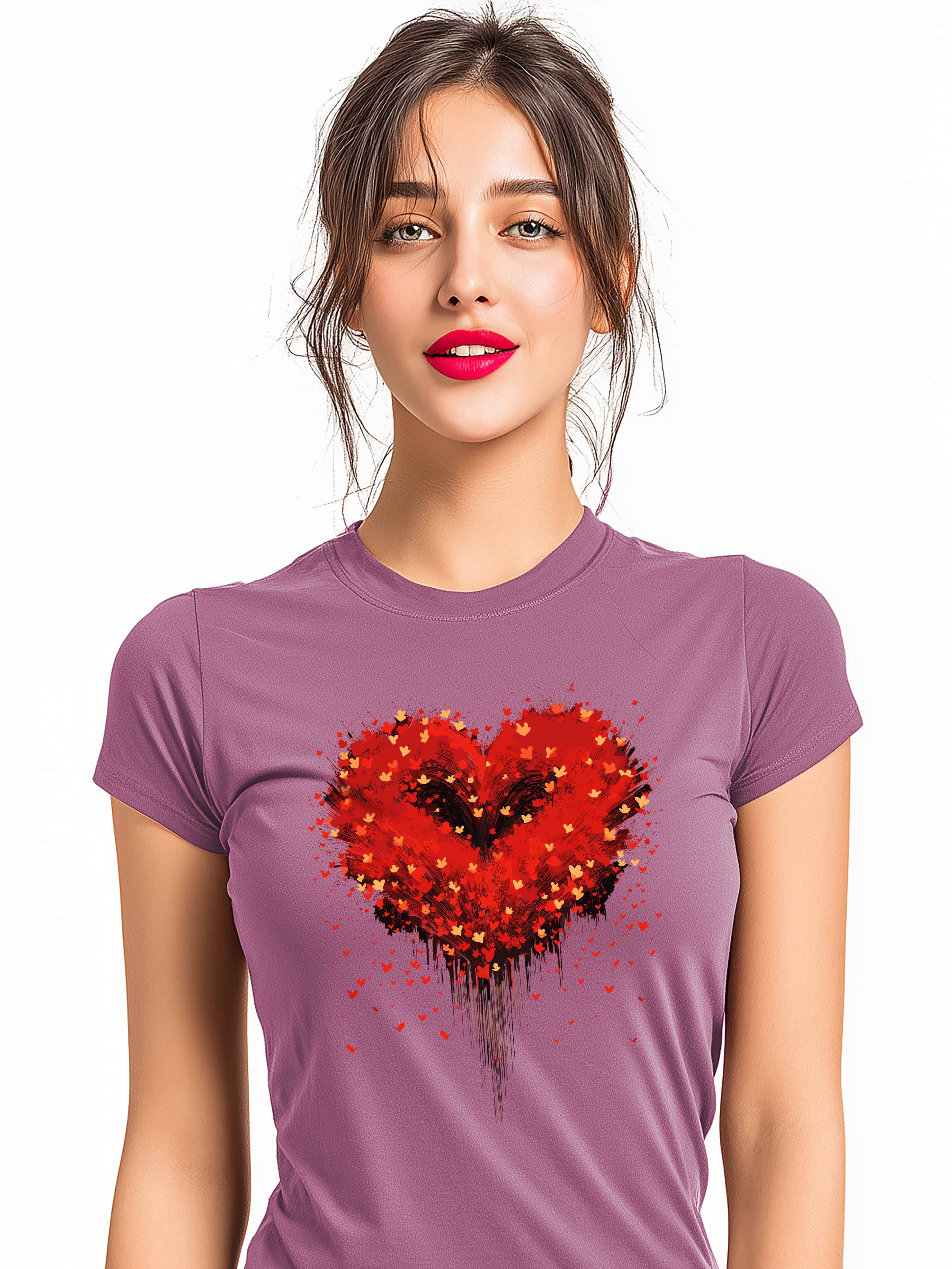 Radiant Love Women's Sparkling Heart Cotton T-Shirt