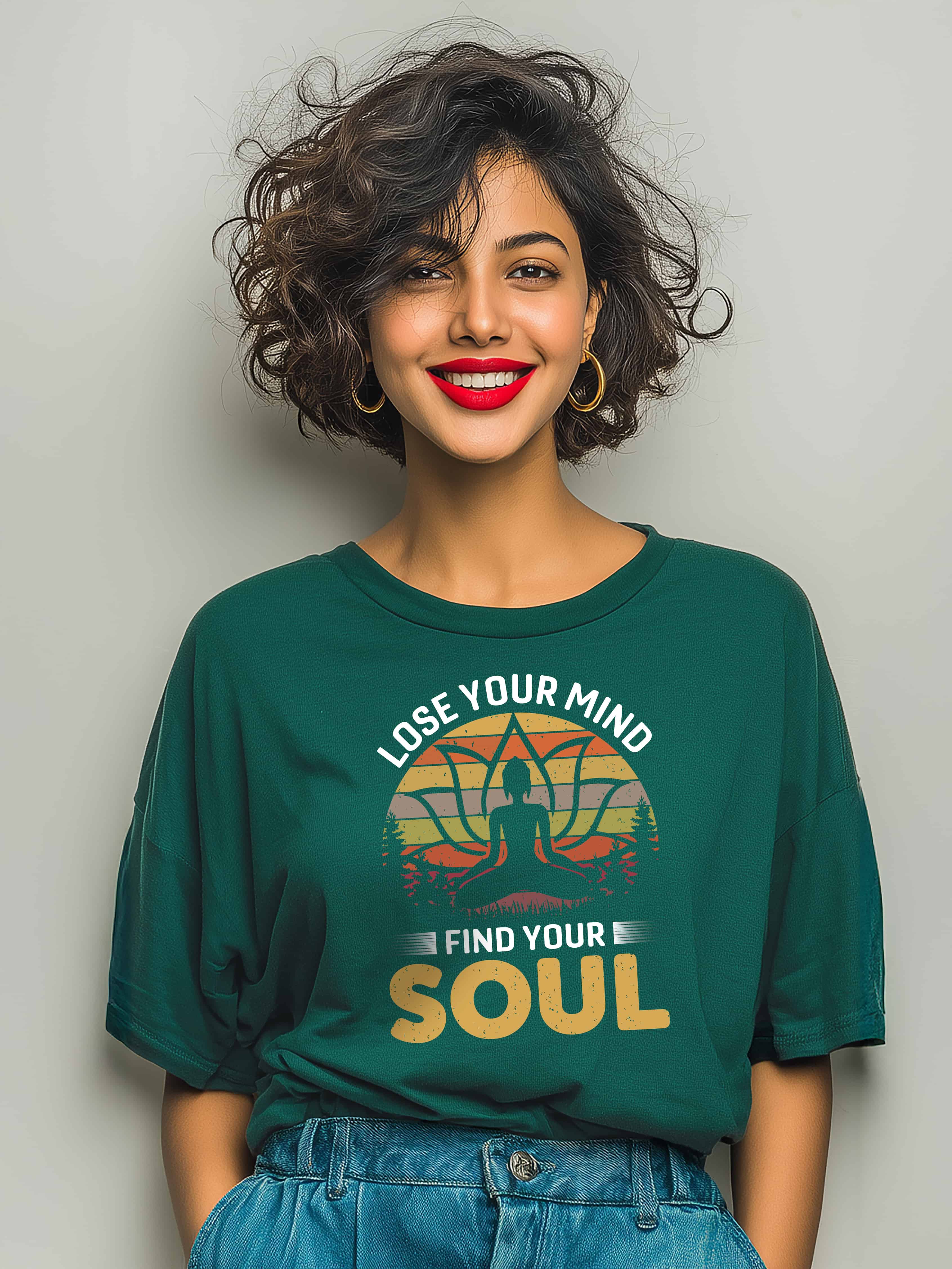 "Lose Your Mind, Find Your Soul" Women's Cotton Oversized T-Shirt