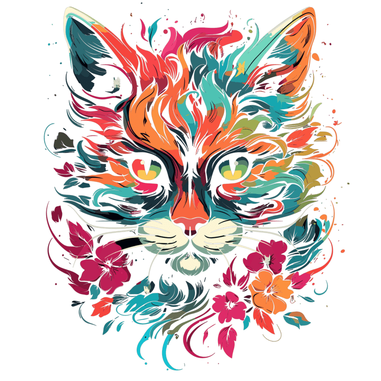 Women's Colorful Cat design Cotton Crop top