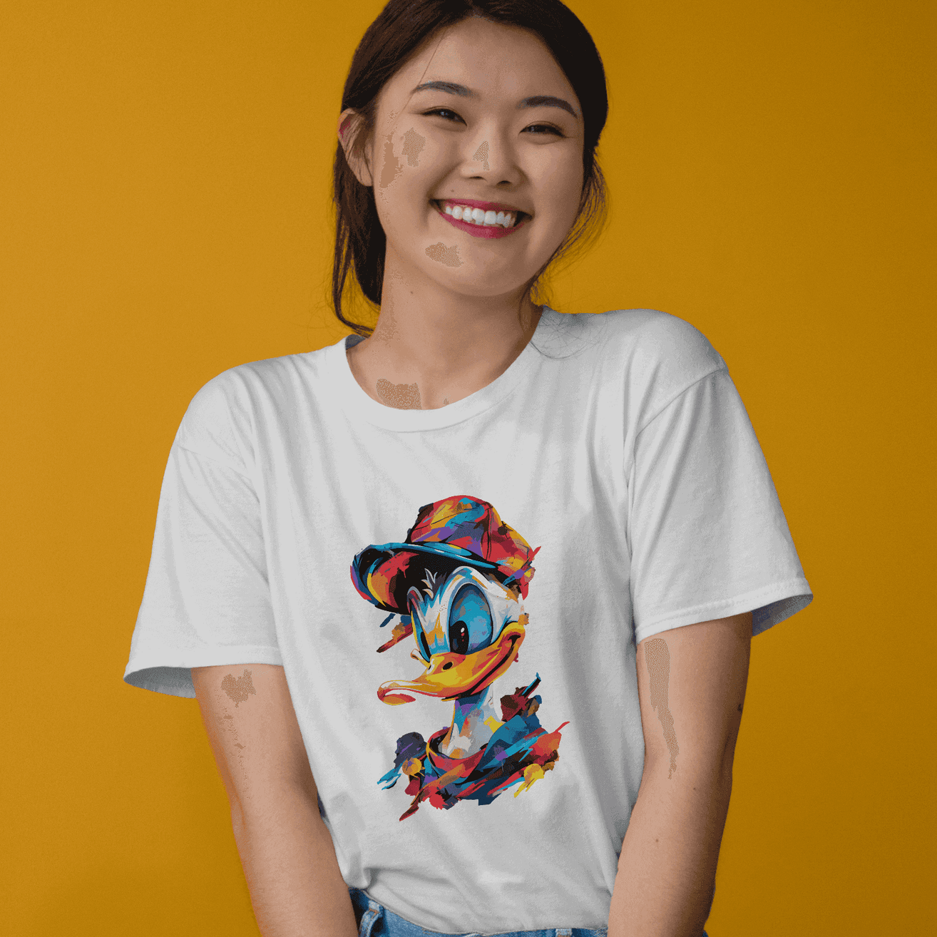 Colorful Donald Duck Holi special t shirt for Women| Storeily