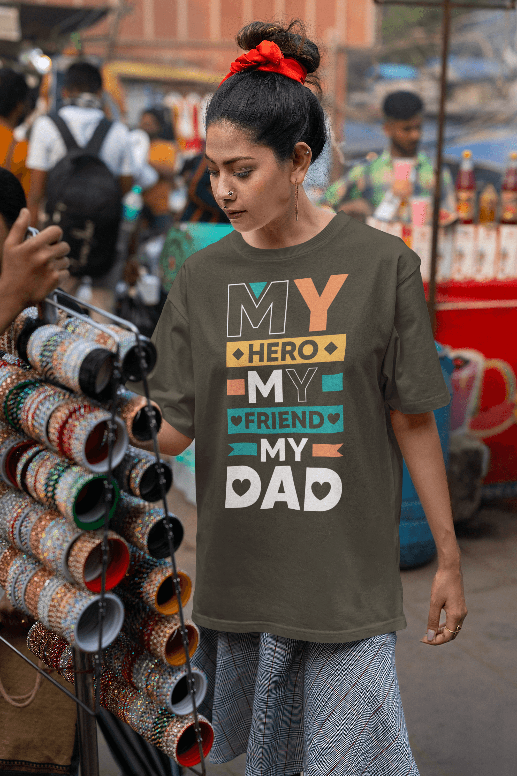 "My Hero, My Friend, My Dad" Women's Cotton Oversized T-Shirt