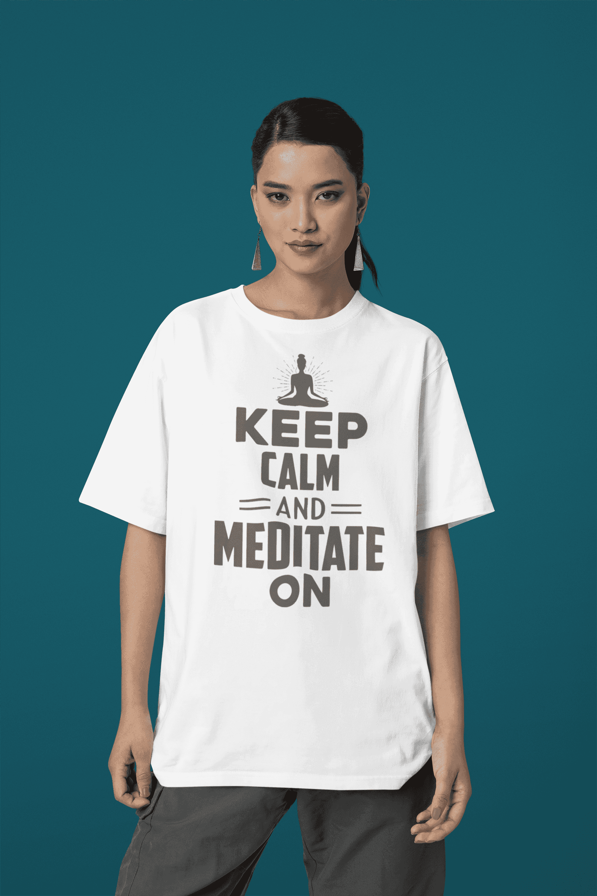 "Keep Calm and Meditate On" Women's Cotton Oversized T-Shirt