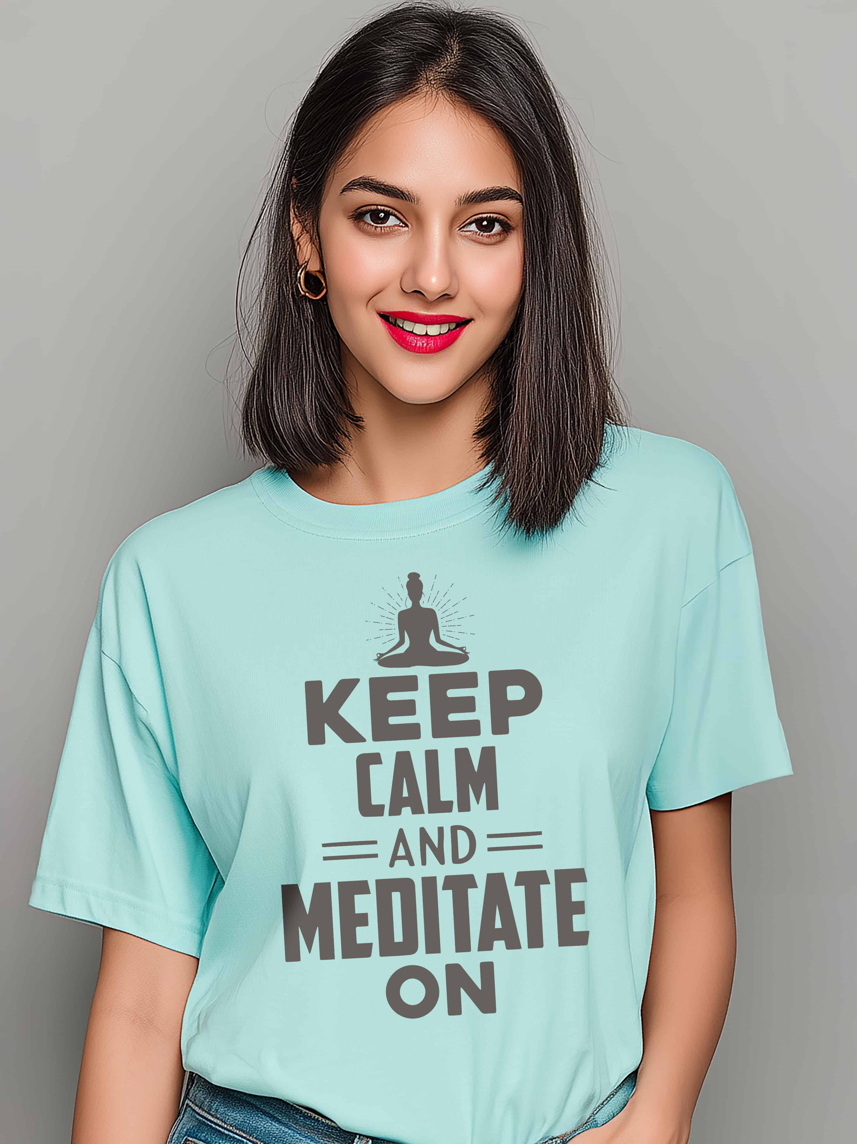 "Keep Calm and Meditate On" Women's Cotton Oversized T-Shirt