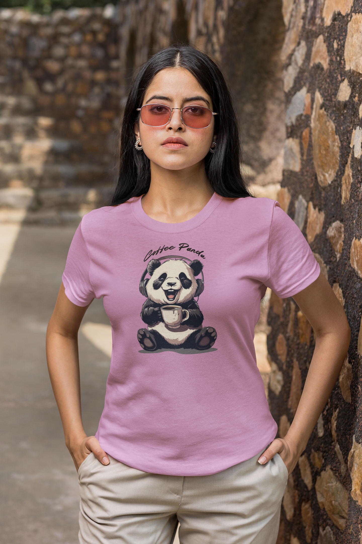 Coffee Panda Women's Graphic Cotton T-Shirt