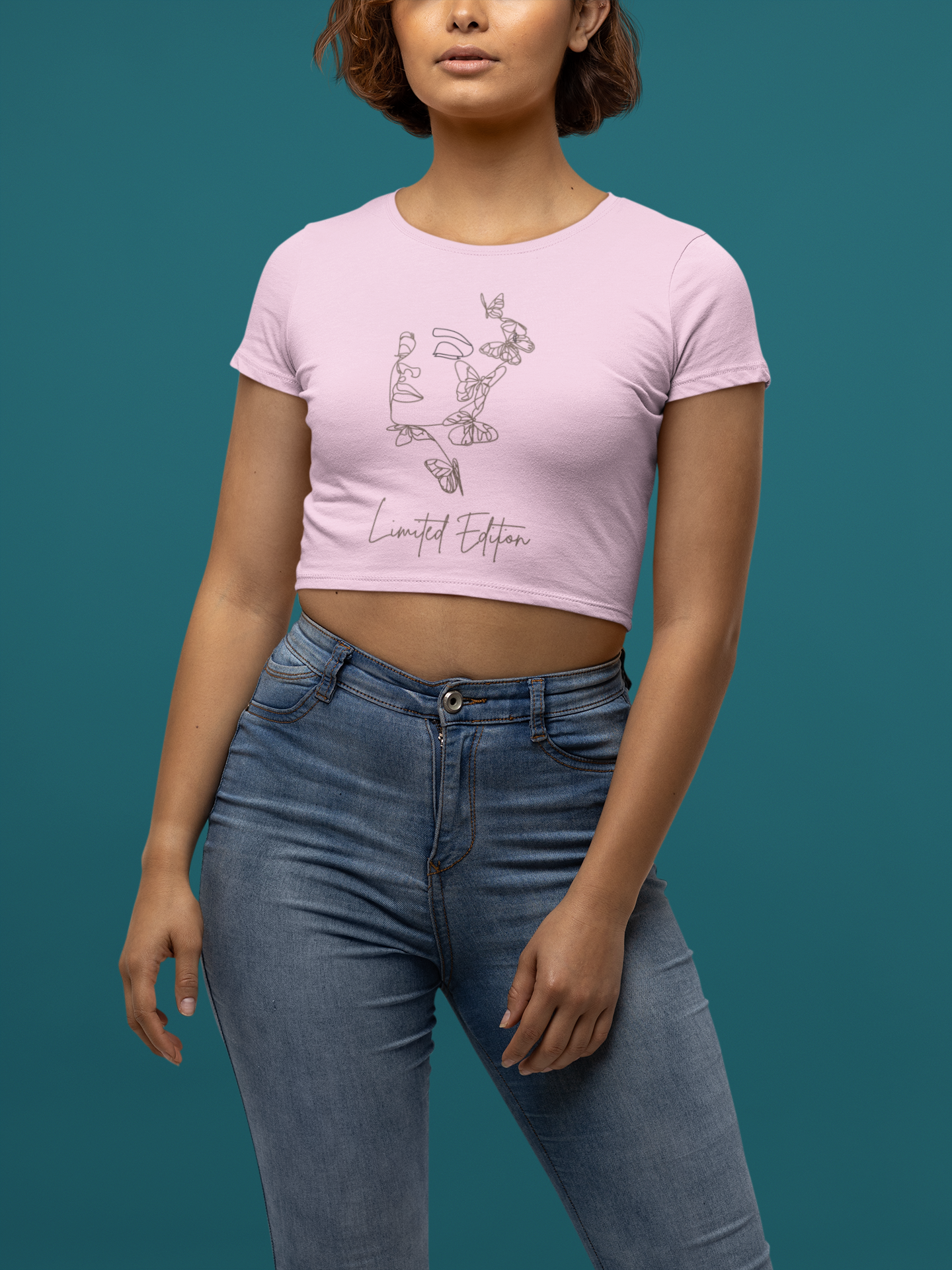 Limited Edition Crop Top for women with Minimalistic Woman Outline Design