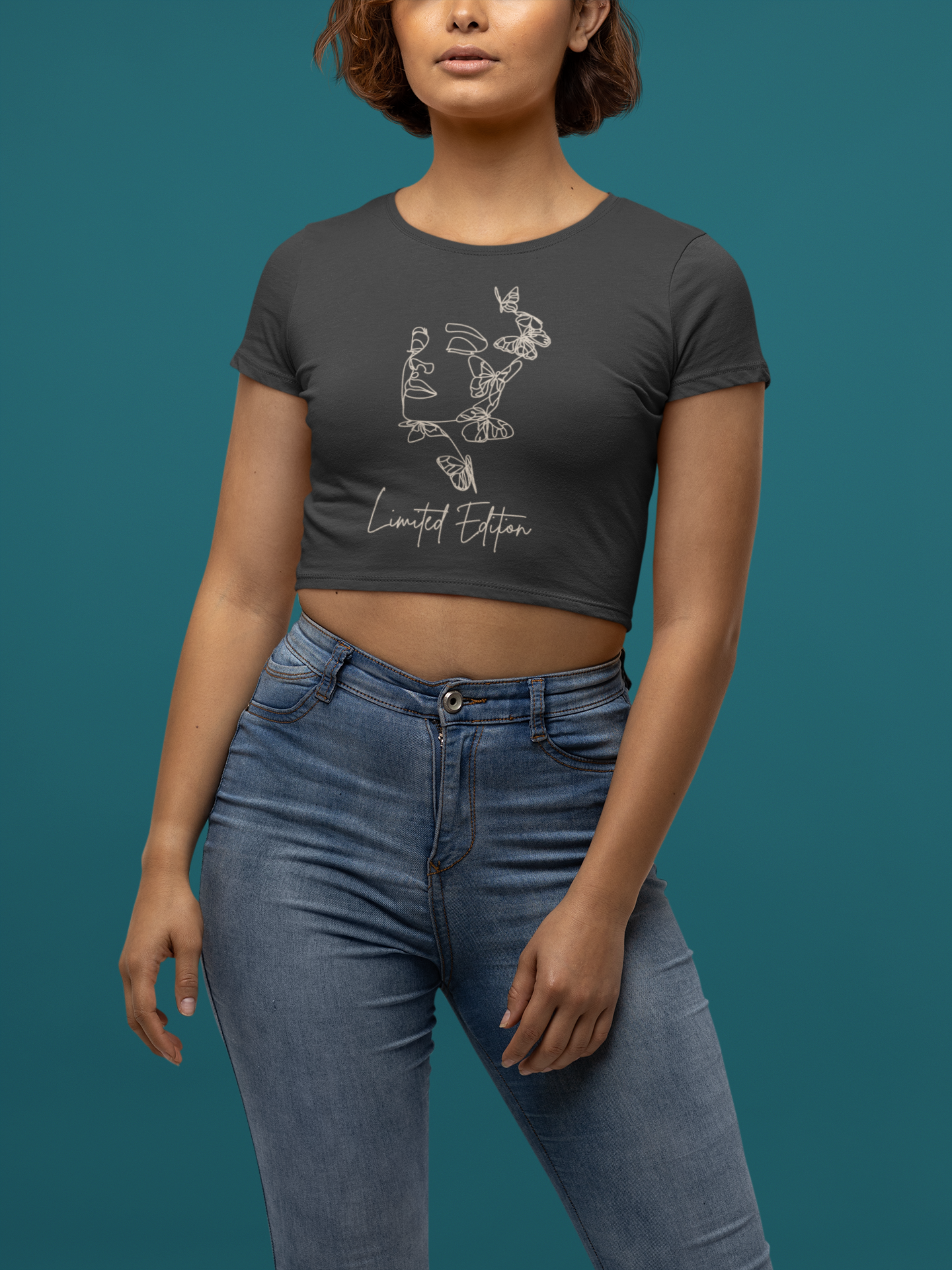 Limited Edition Crop Top for women with Minimalistic Woman Outline Design