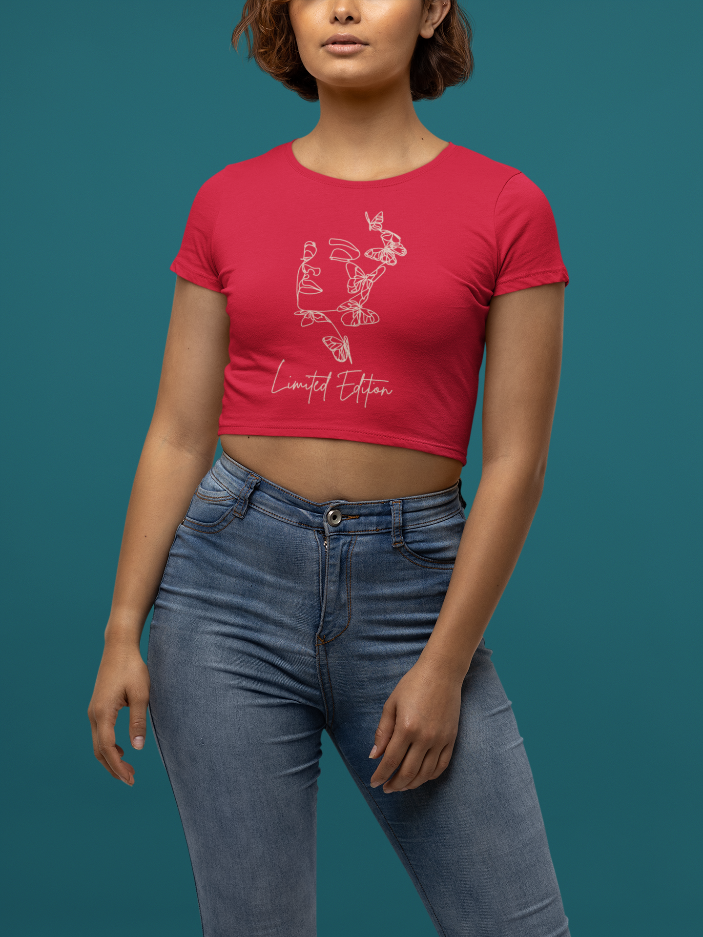 Limited Edition Crop Top for women with Minimalistic Woman Outline Design