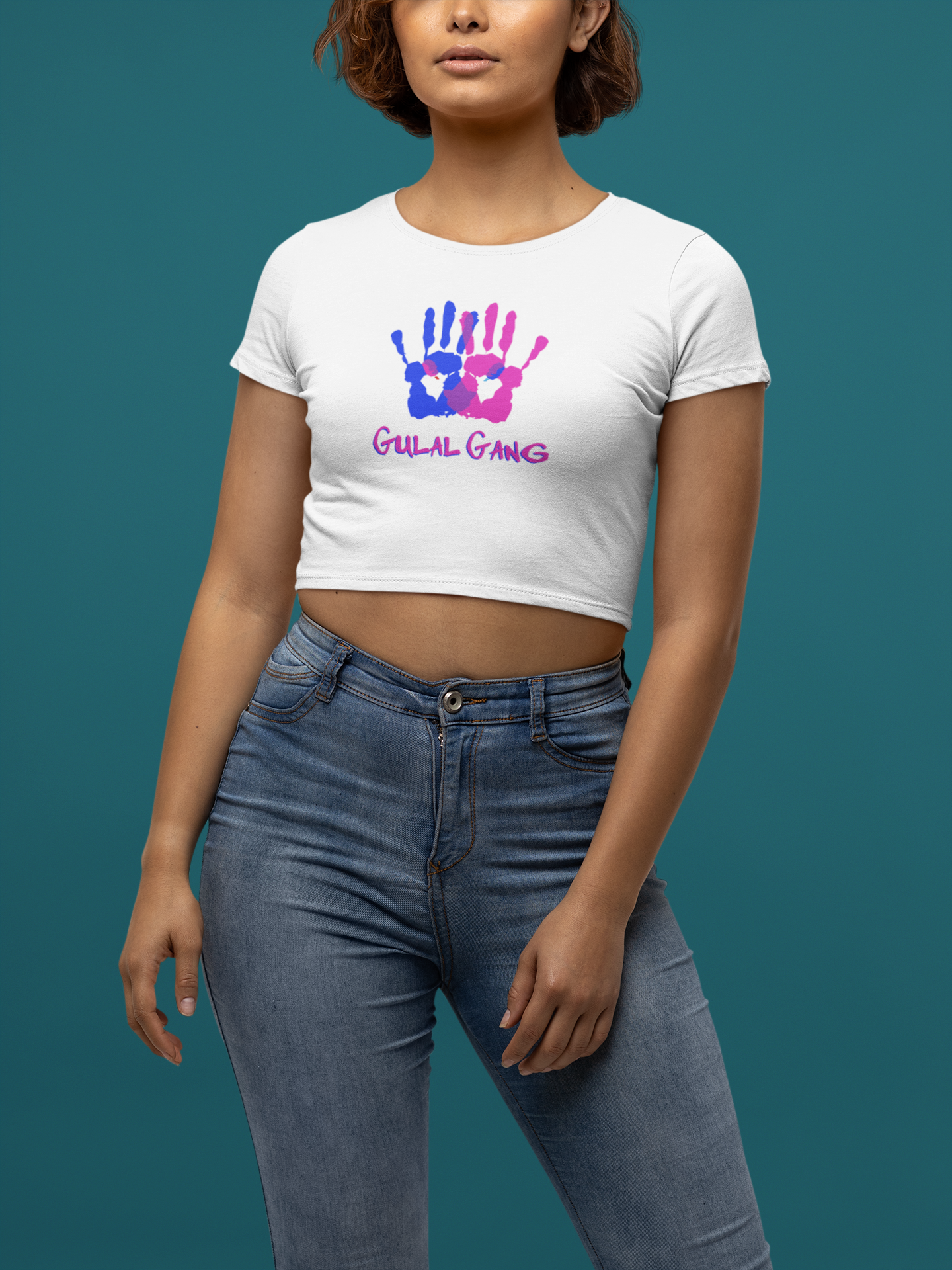 'Gulal Gang' Colorful Hands Design Crop Top for Women| Storeily