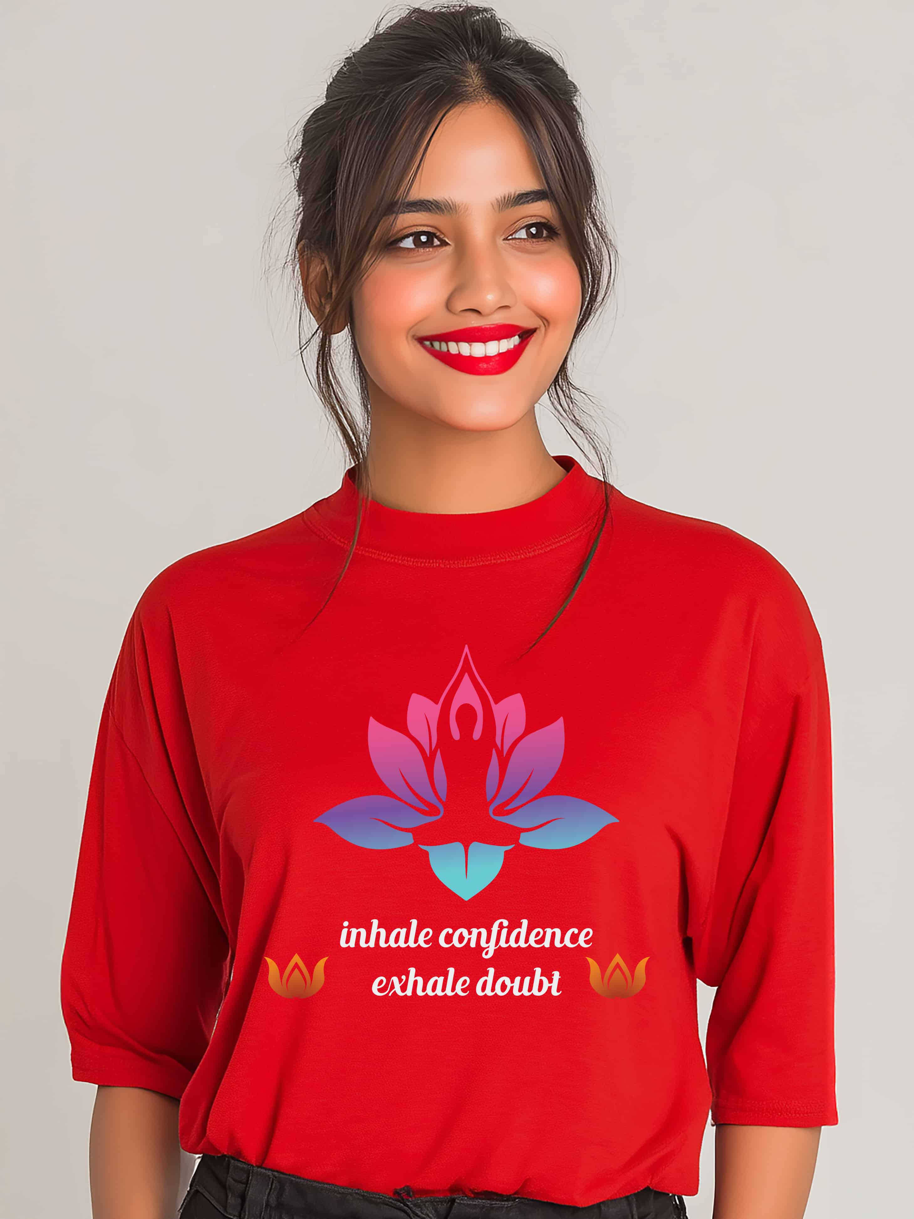 "Inhale Confidence, Exhale Doubt"  Women's Cotton Oversized T-Shirt