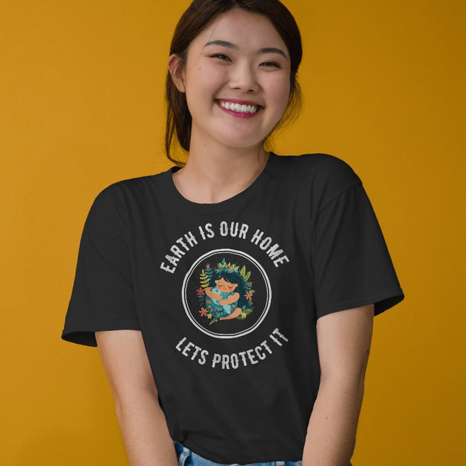 "Earth Is Our Home: Let's Protect It" Environment Day Theme T-Shirt Women's Graphic T-Shirt