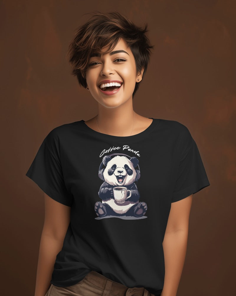 Coffee Panda Women's Graphic Cotton T-Shirt