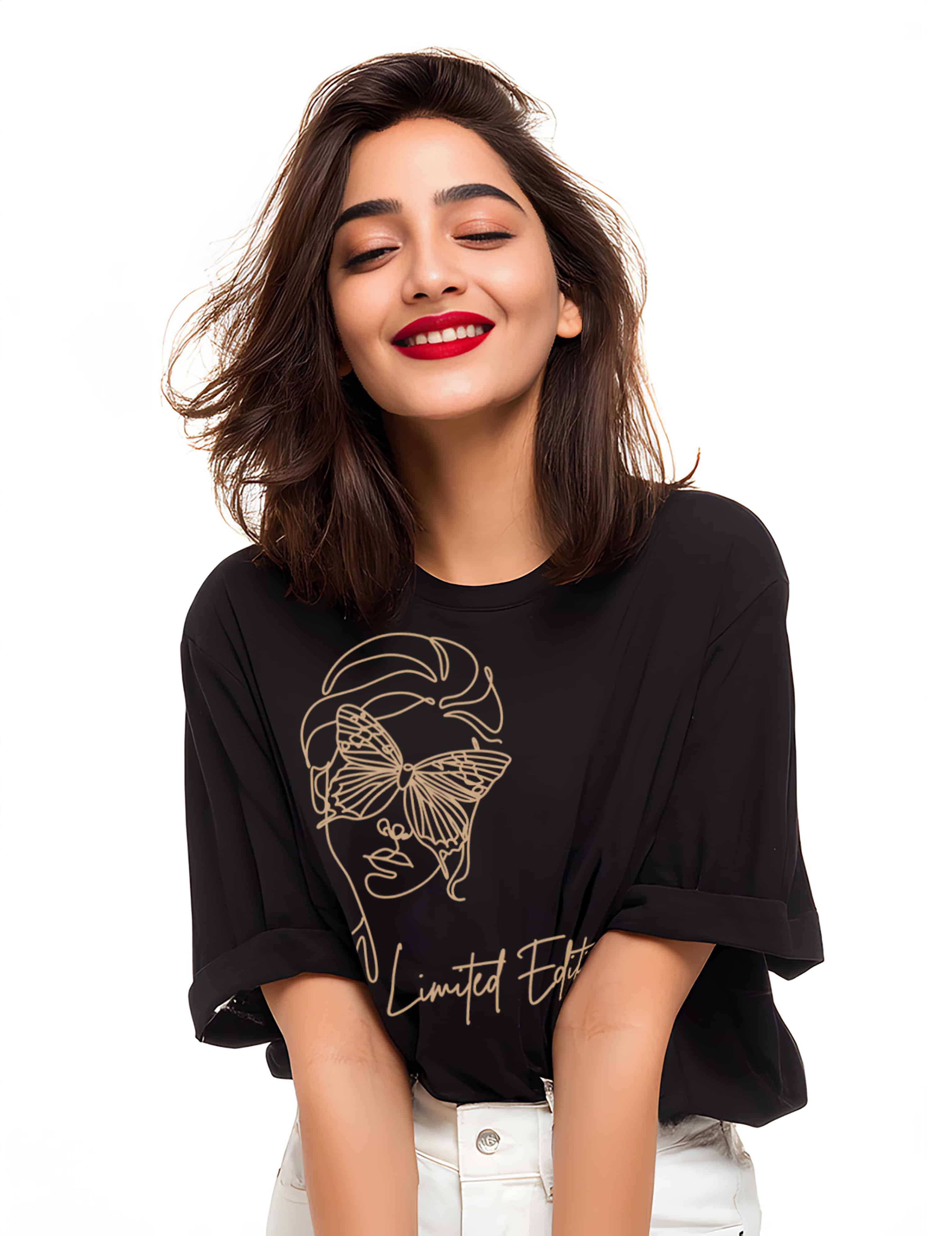 Abstract Butterfly Face Design- Limited Edition Women's Cotton T-Shirt