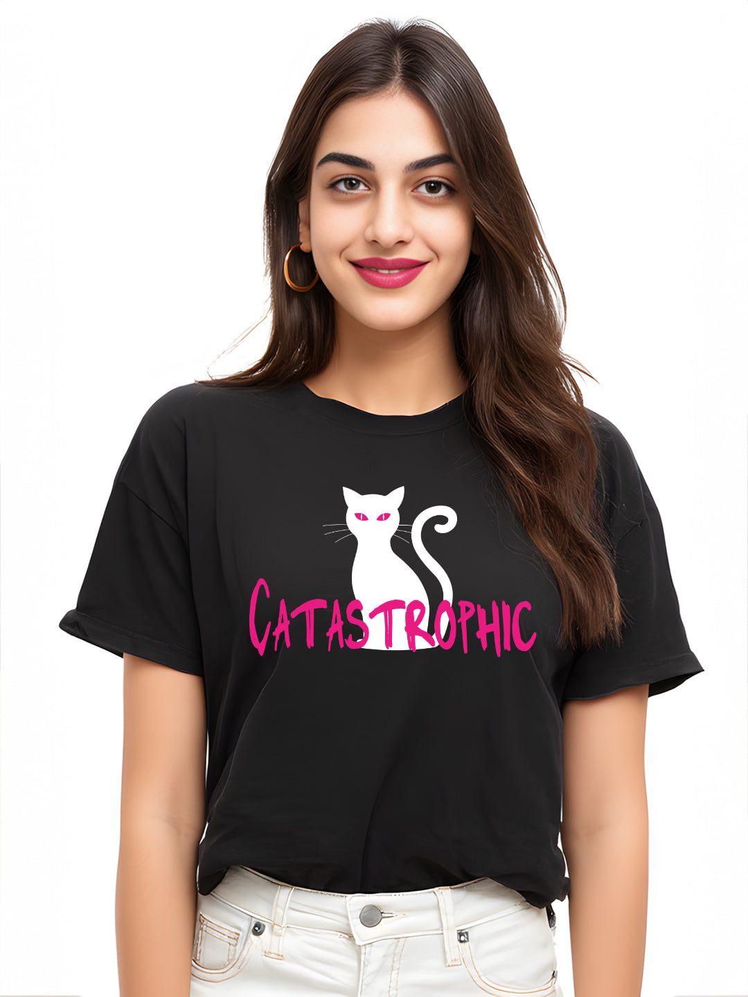 Catastrophic Cat Cotton Oversized Women's Tee