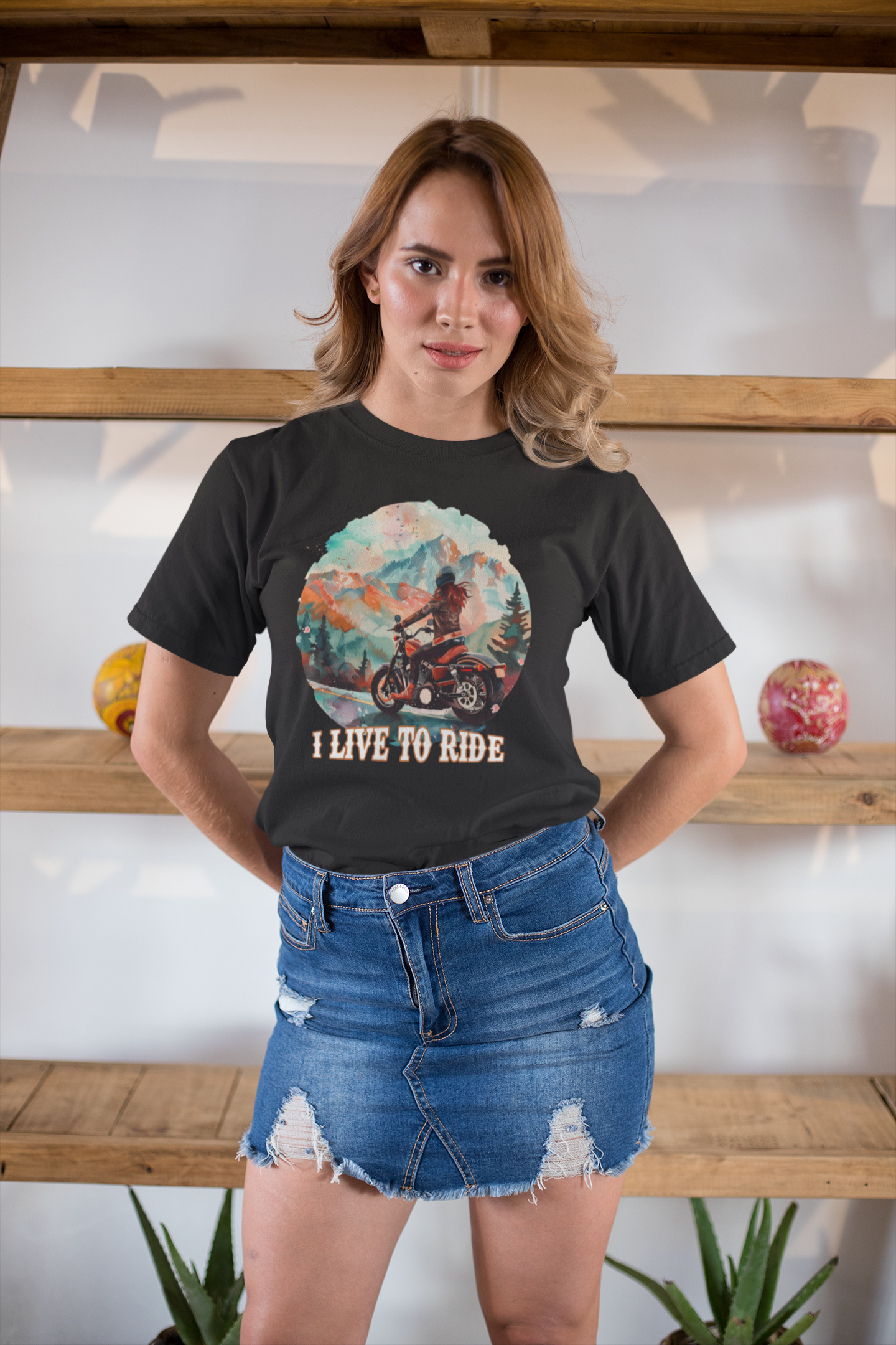 I Live to Ride Graphic Tee - Women's Cotton Shirt