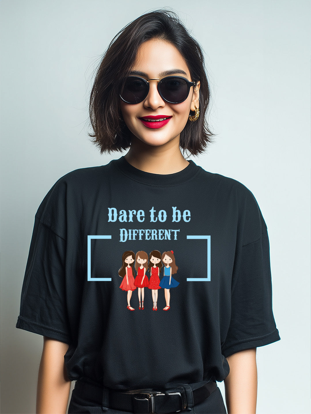 ' Dare to be Different' Cotton Women's Oversized T-Shirt