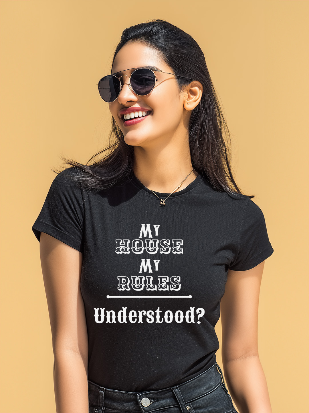 My House My Rules Women's Graphic Cotton T-Shirt