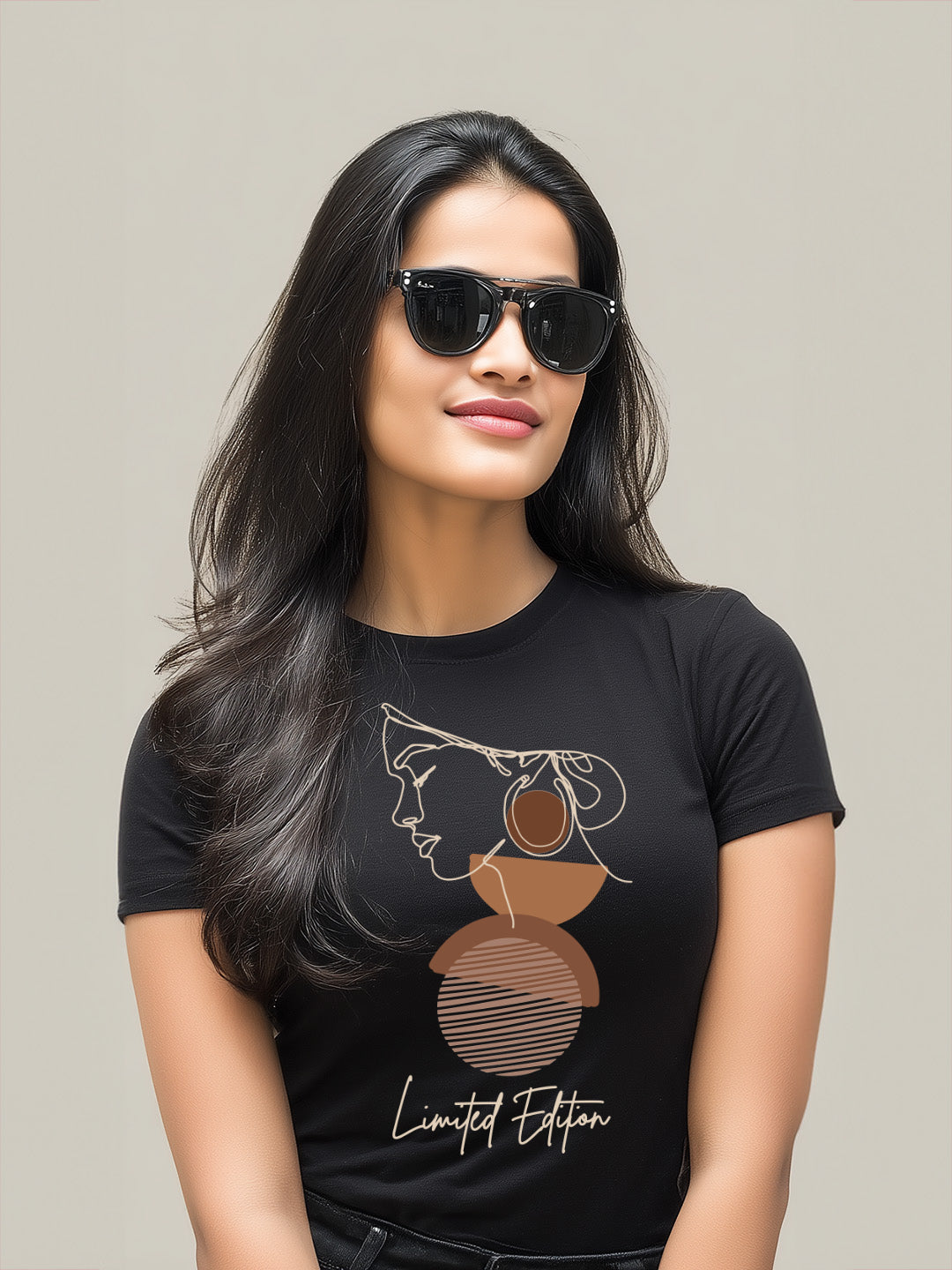 Modern Afro-Abstract Line Art Design- Limited Edition Women's Cotton T-Shirt