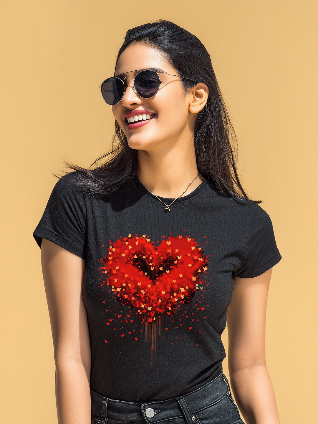 Radiant Love Women's Sparkling Heart Cotton T-Shirt