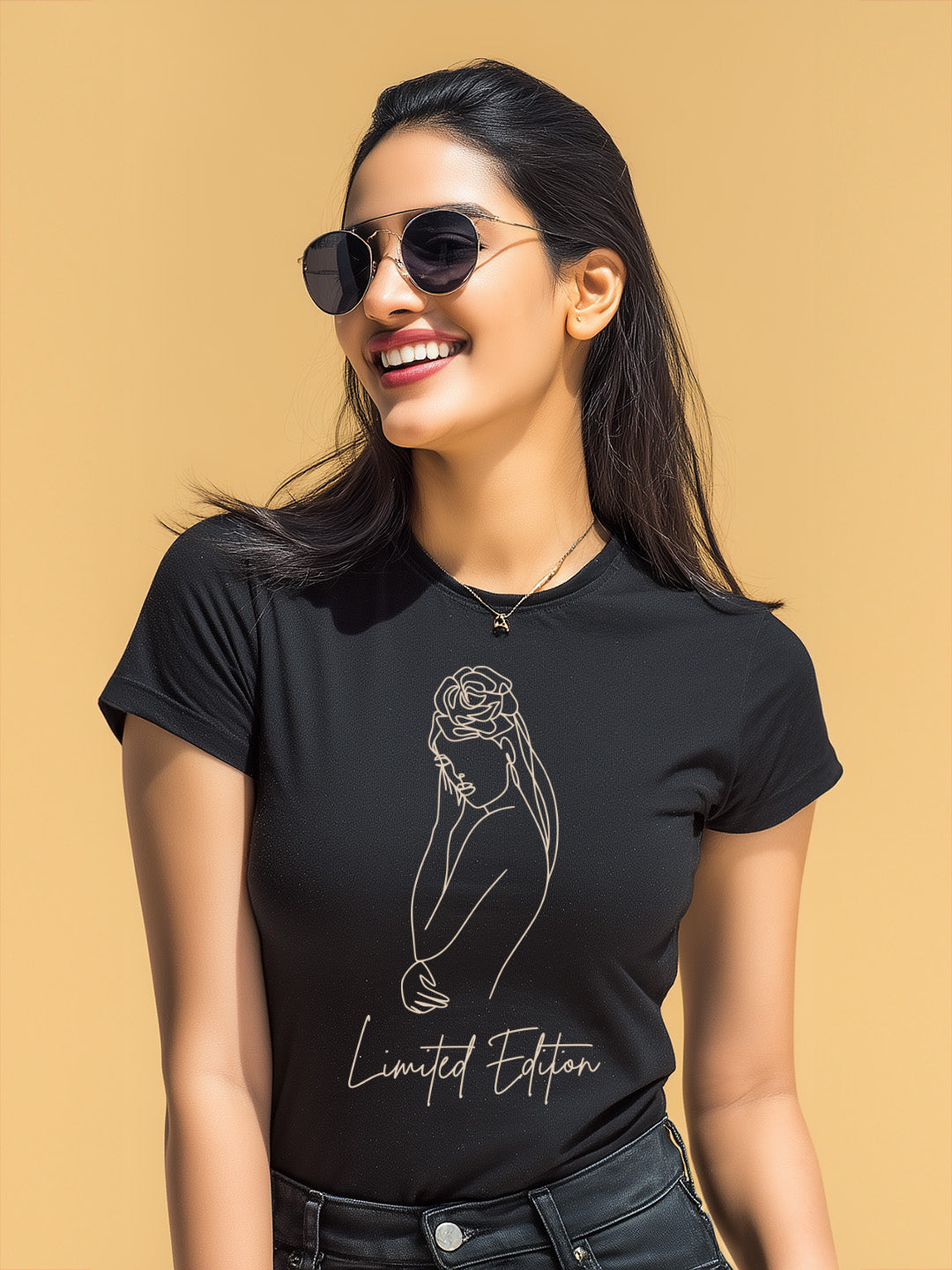 Limited Edition tshirt for women with Bold Woman Outline Design