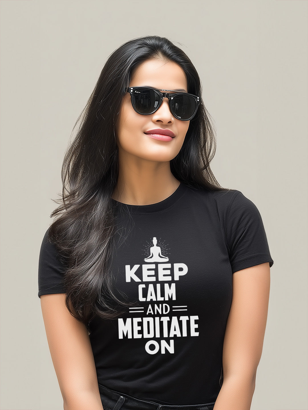 "Keep Calm and Meditate On" Women's Cotton T-Shirt