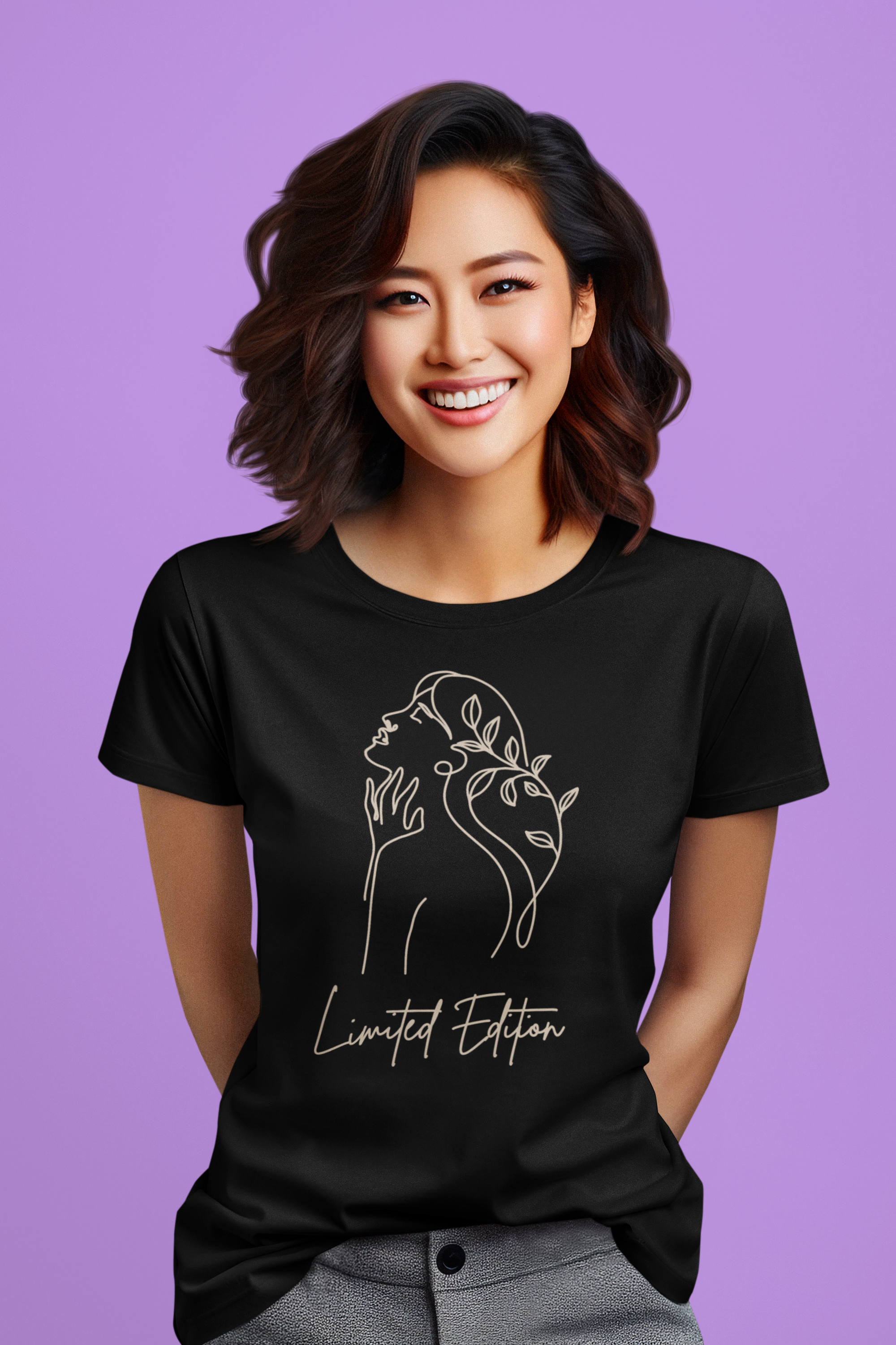 Women's  Limited Edition Cotton tshirt with Woman Outline Design