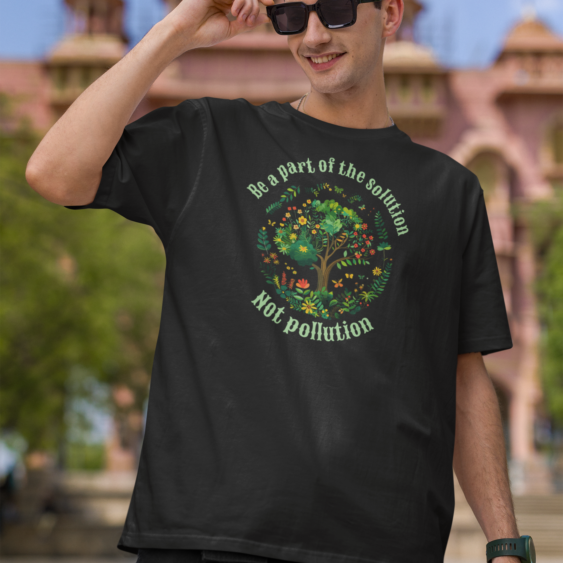 Men's Oversized T-Shirt - "Be a Part of the Solution, Not Pollution" Environment Day Theme T-Shirt