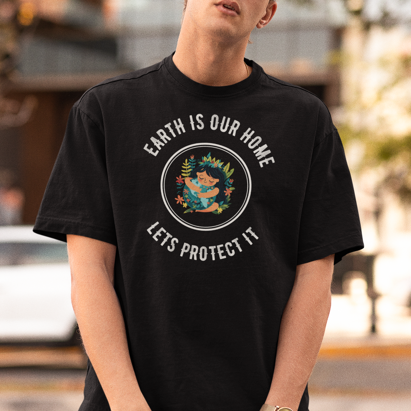 Men's Oversized T-Shirt - "Earth Is Our Home: Let's Protect It" Environment Day Theme T-Shirt