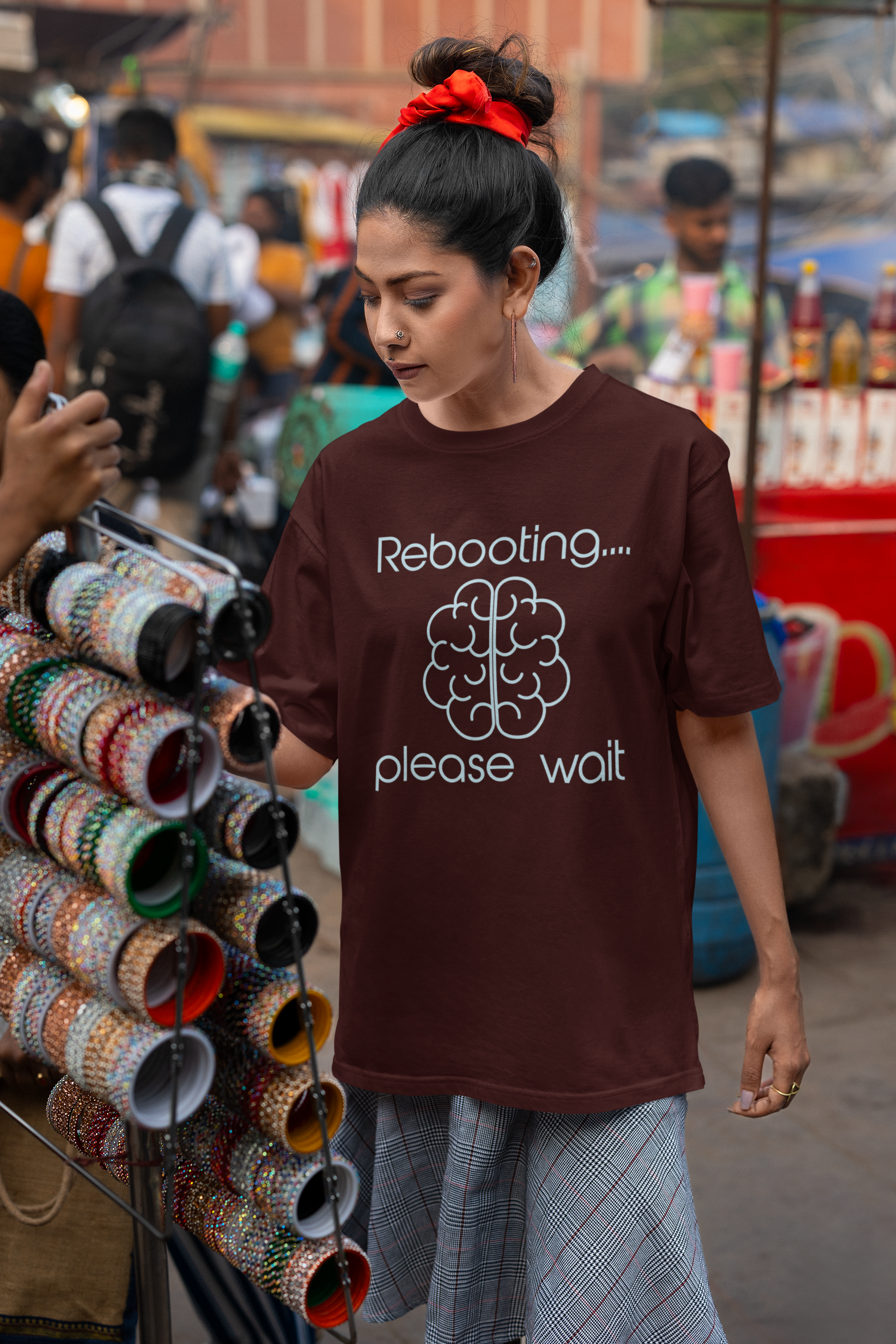 Women's Cotton Oversized Tee - Rebooting... Please Wait