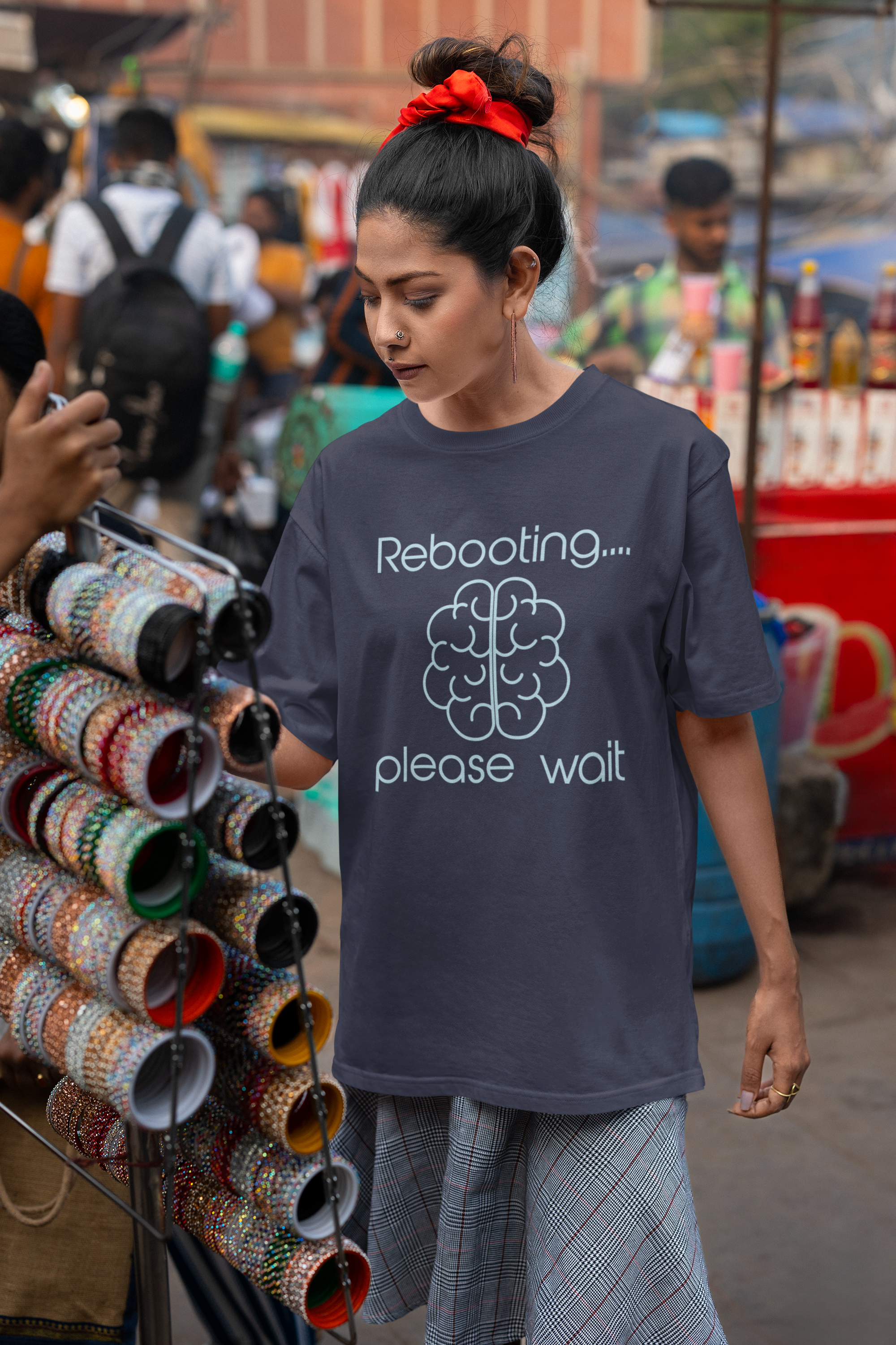 Women's Cotton Oversized Tee - Rebooting... Please Wait