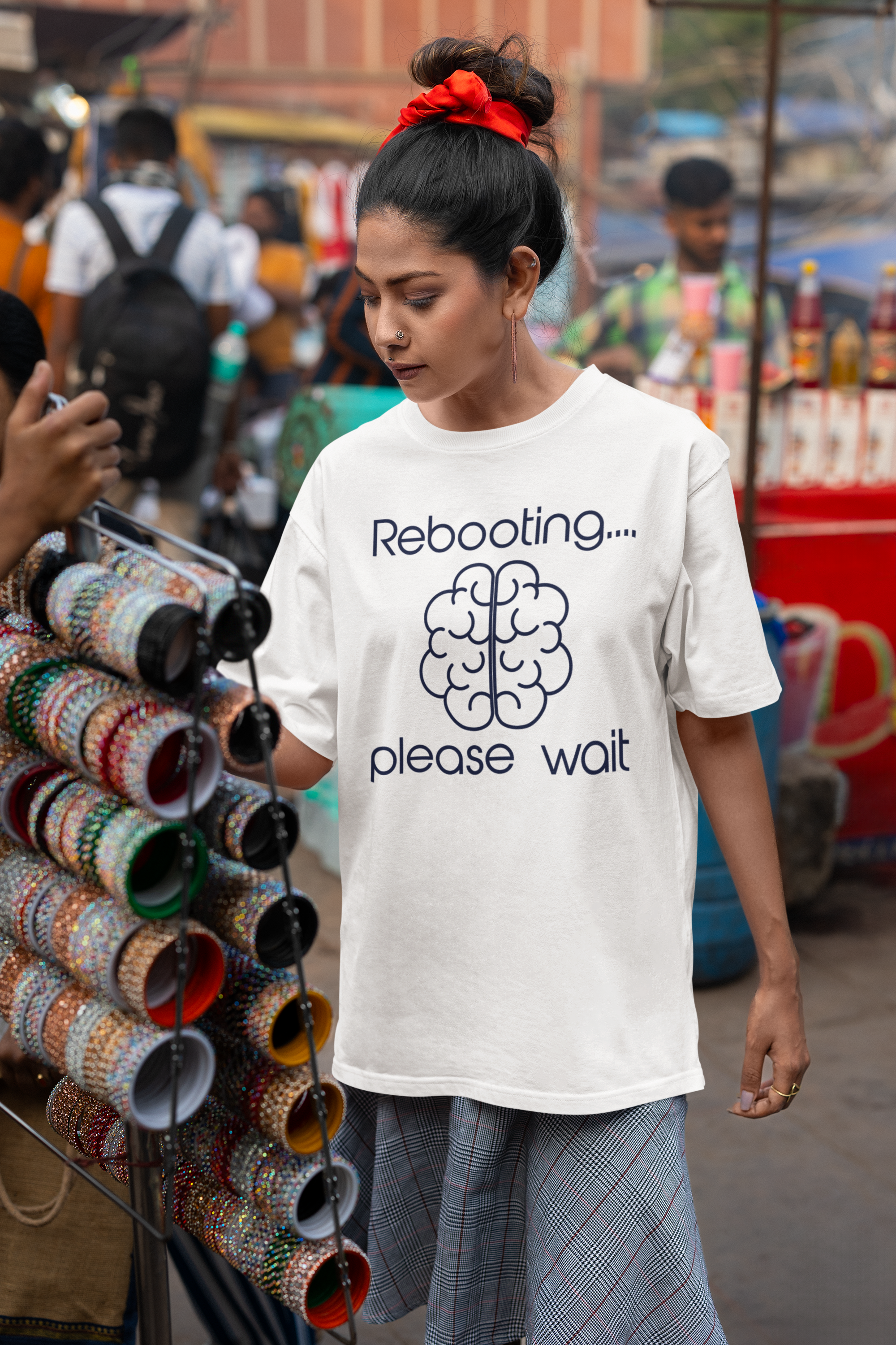 Women's Cotton Oversized Tee - Rebooting... Please Wait