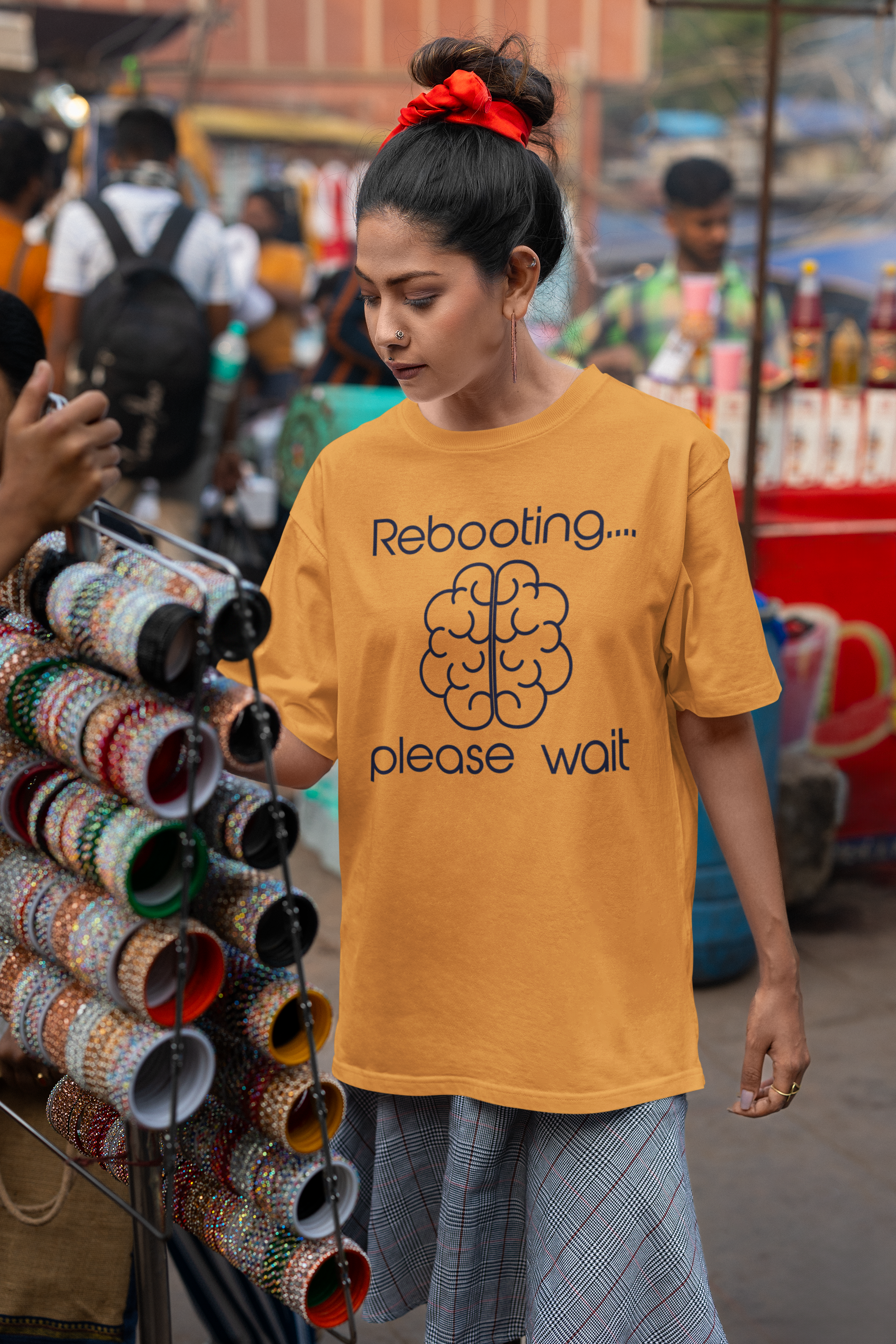 Women's Cotton Oversized Tee - Rebooting... Please Wait