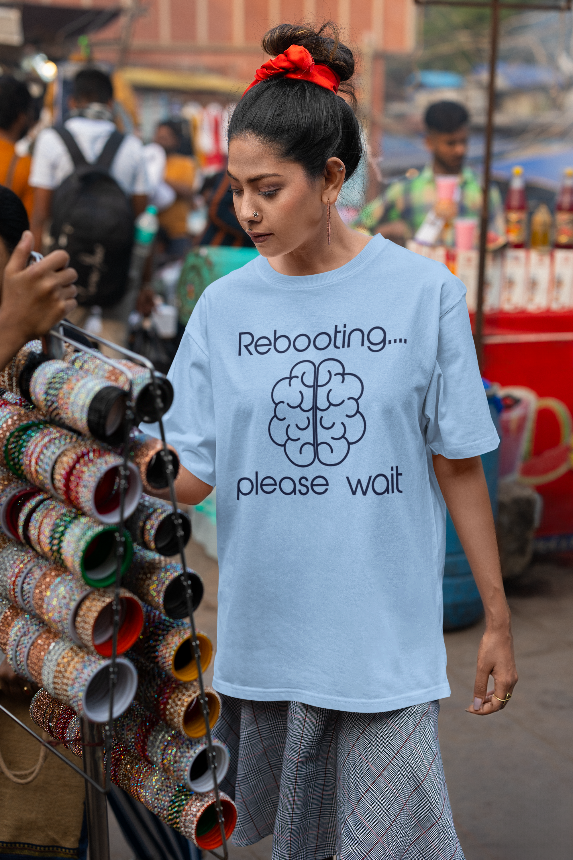 Women's Cotton Oversized Tee - Rebooting... Please Wait