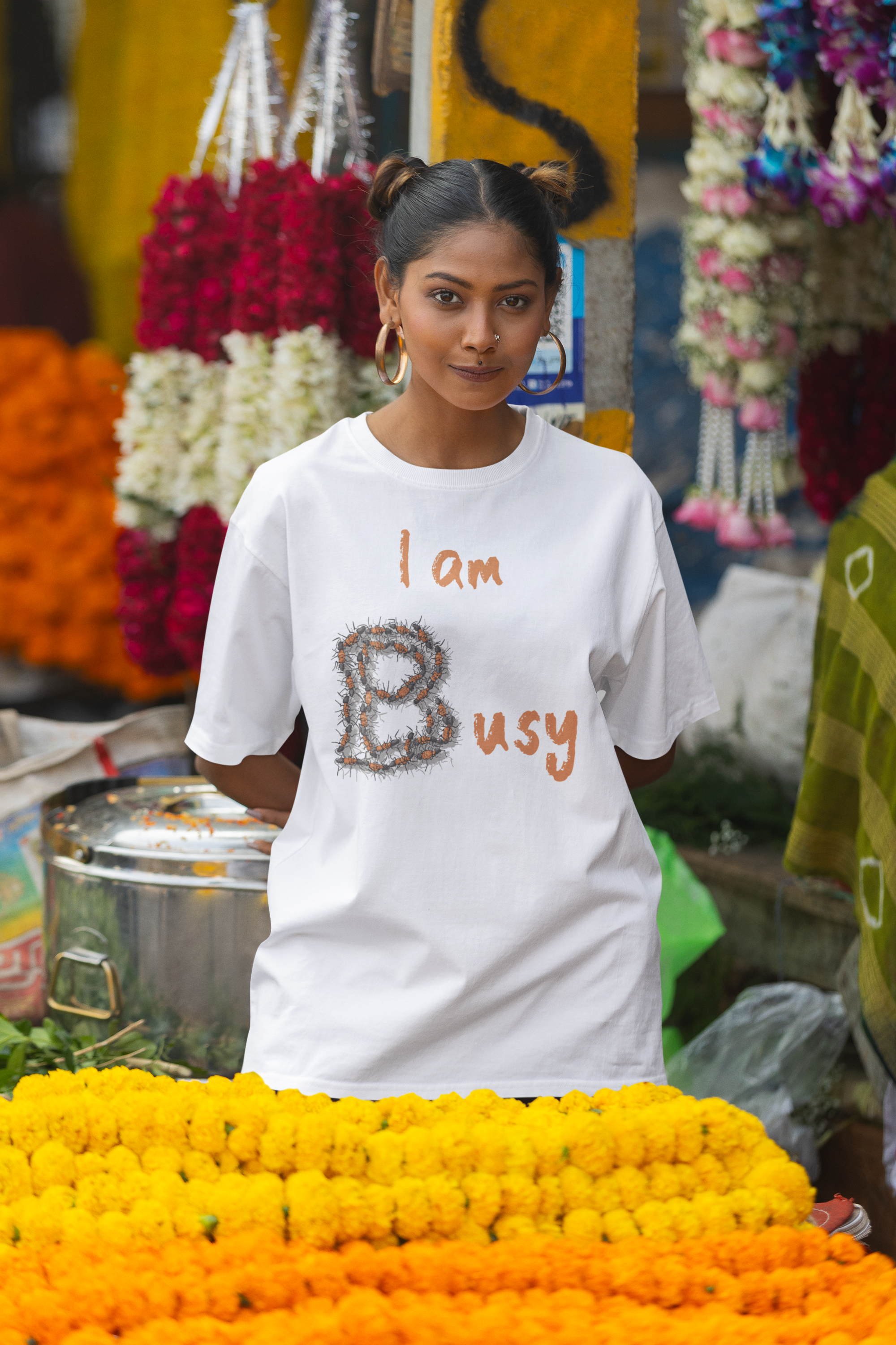 "I am Busy" Women's Cotton Oversized Tee