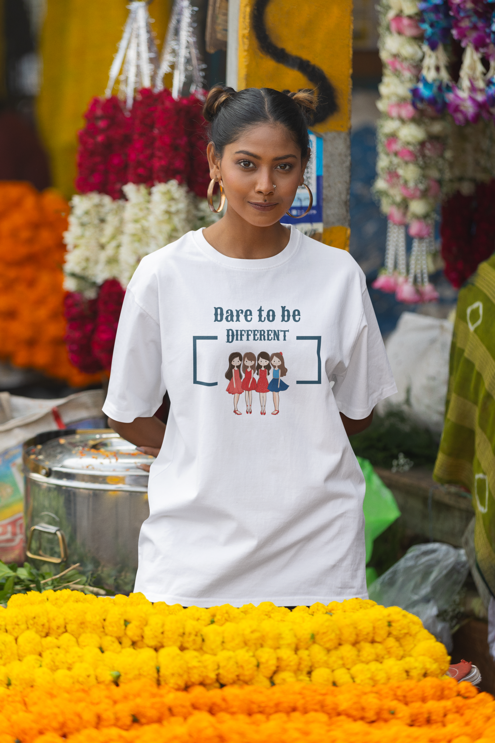 ' Dare to be Different' Cotton Women's Oversized T-Shirt