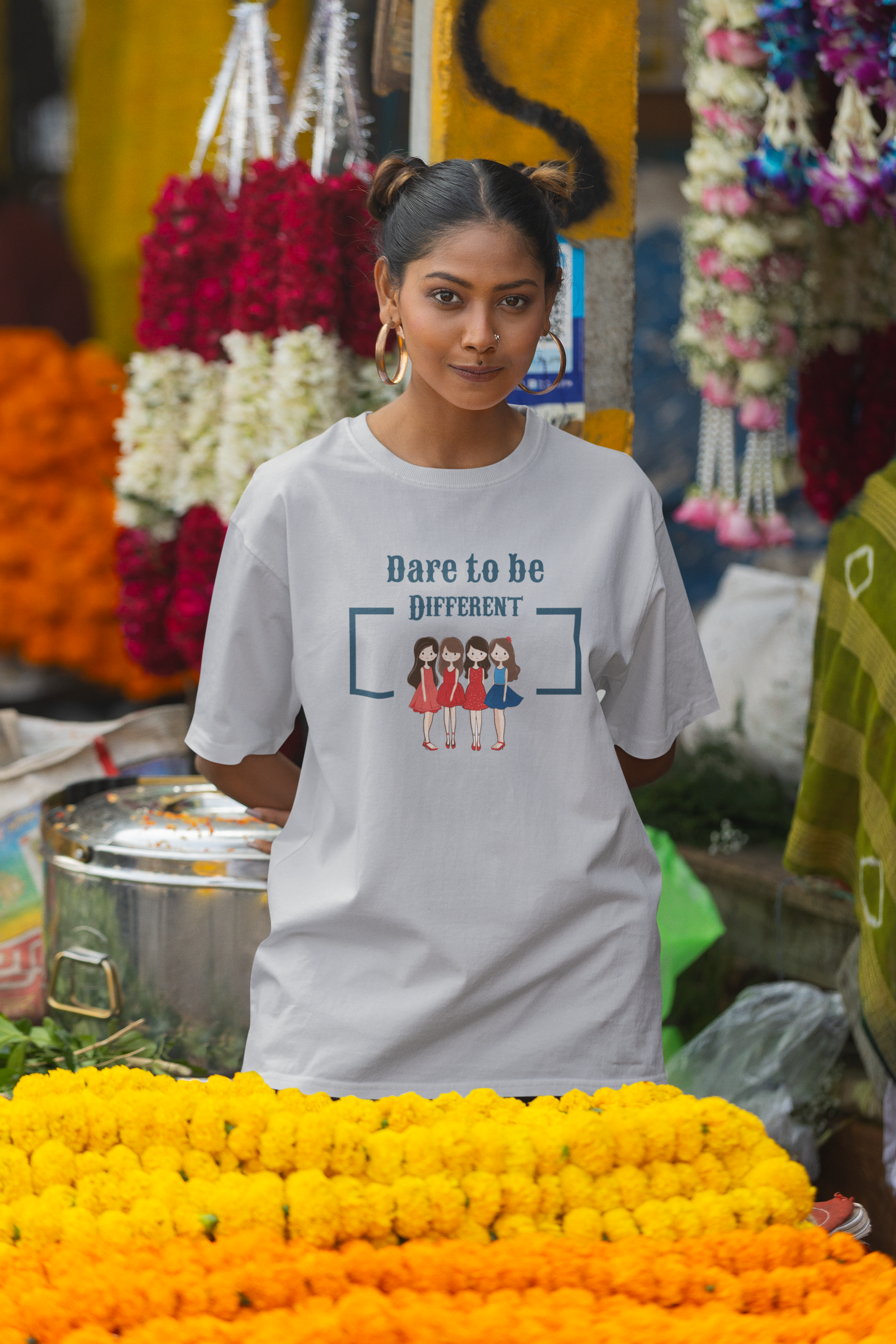 ' Dare to be Different' Cotton Women's Oversized T-Shirt