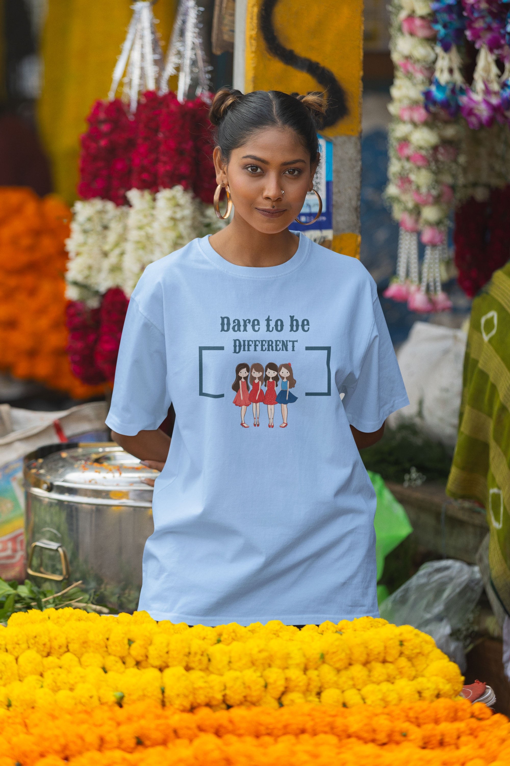 ' Dare to be Different' Cotton Women's Oversized T-Shirt