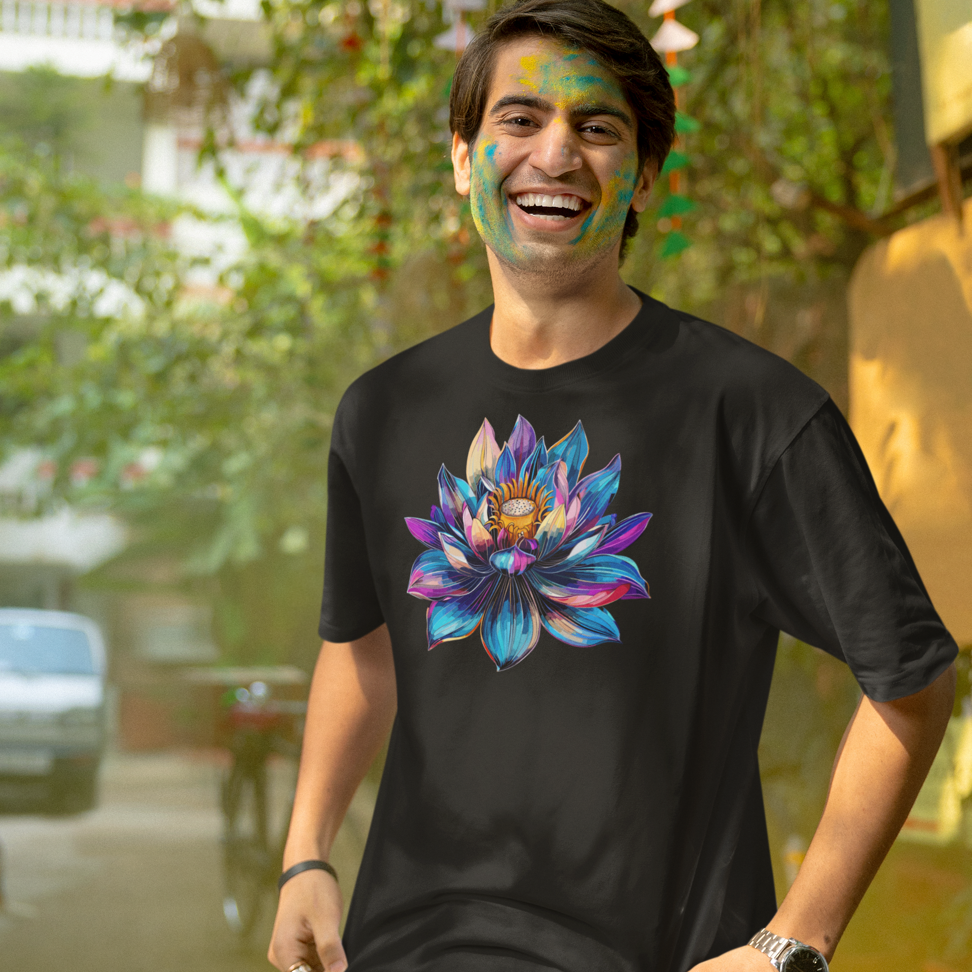Colorful Floraldesign holi special t shirt for men| Storeily