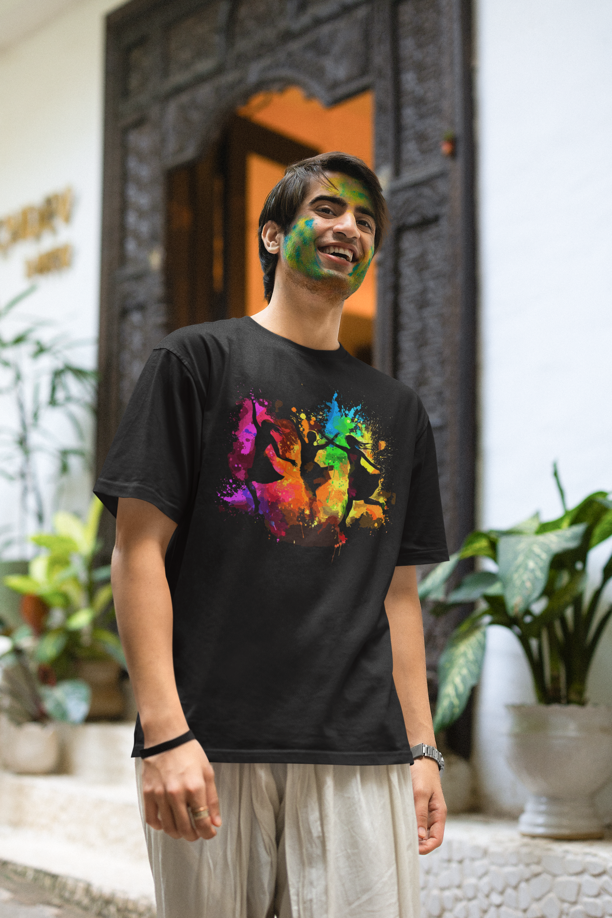 Holi special Men's Oversized T-shirt with Holi Splash Design | Storeily