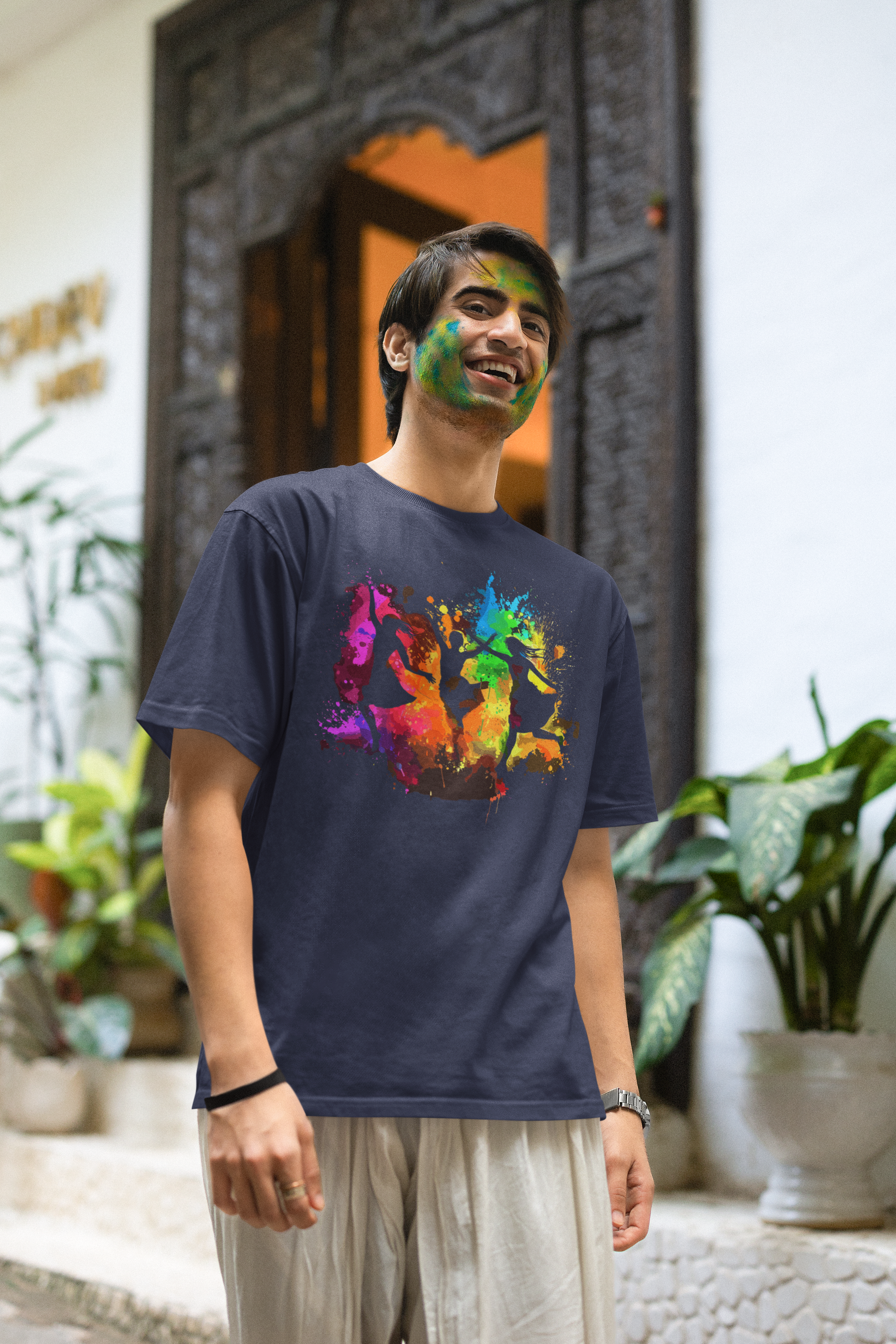 Holi special Men's Oversized T-shirt with Holi Splash Design | Storeily