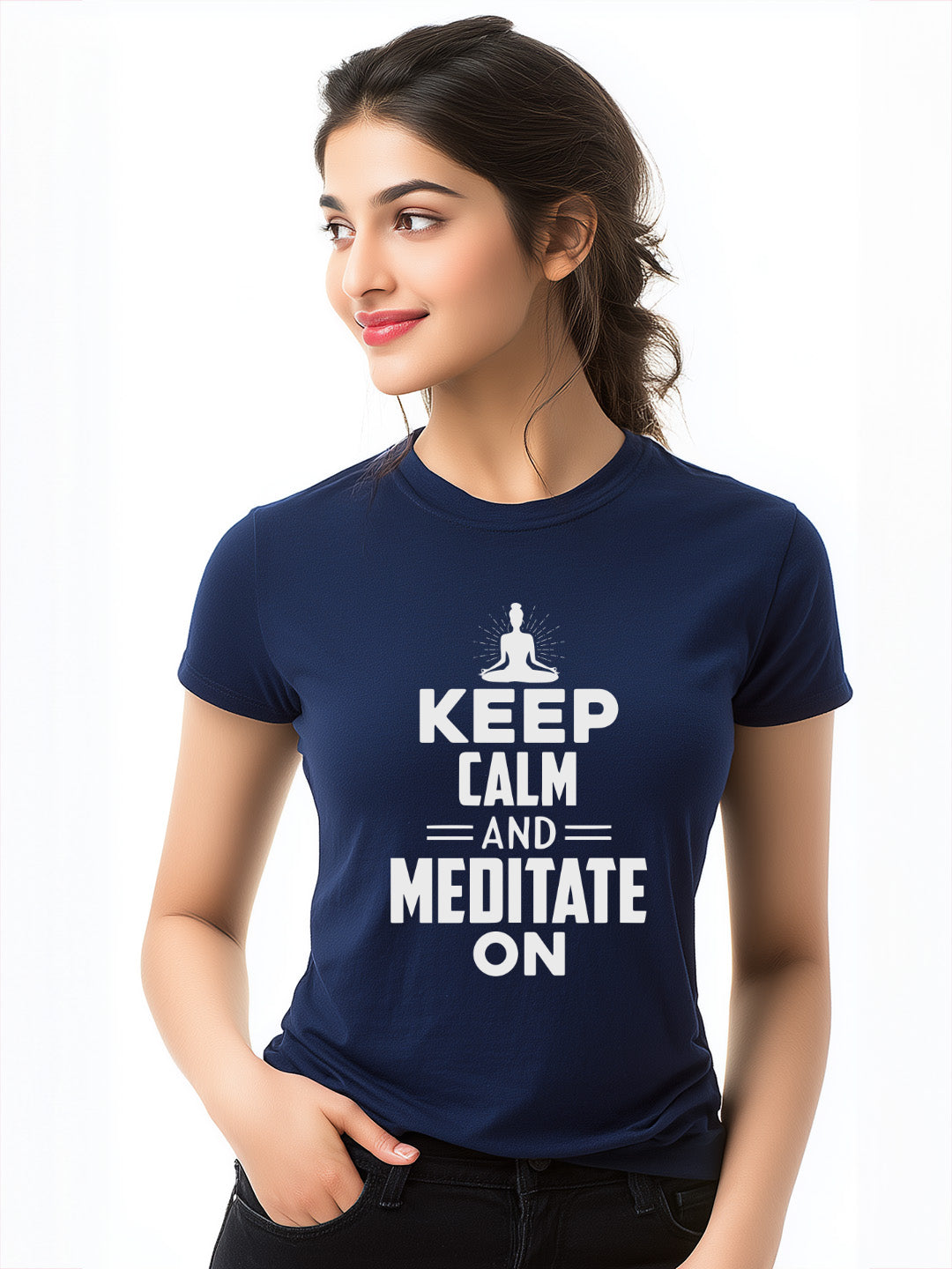 "Keep Calm and Meditate On" Women's Cotton T-Shirt