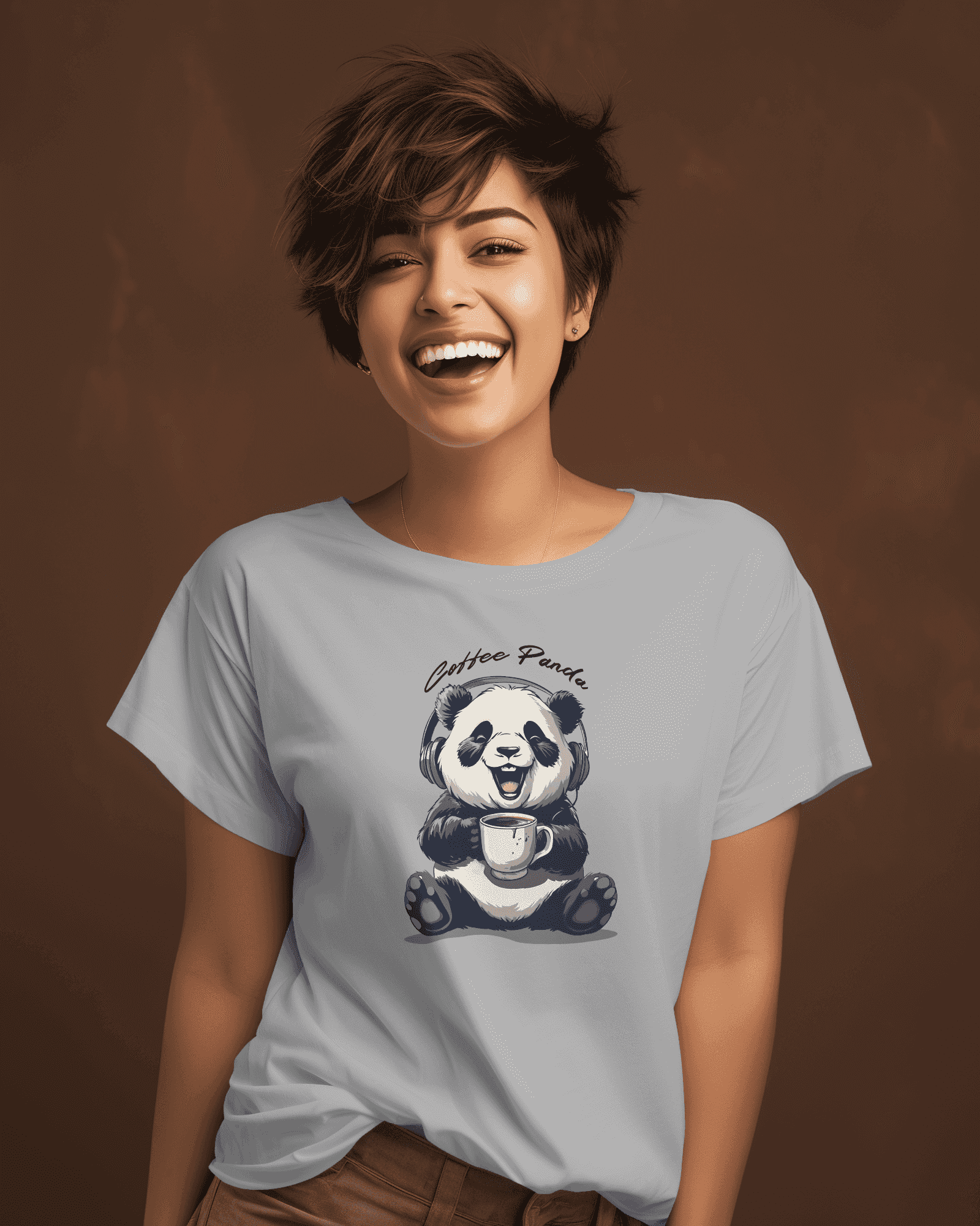 Coffee Panda Women's Graphic Cotton T-Shirt