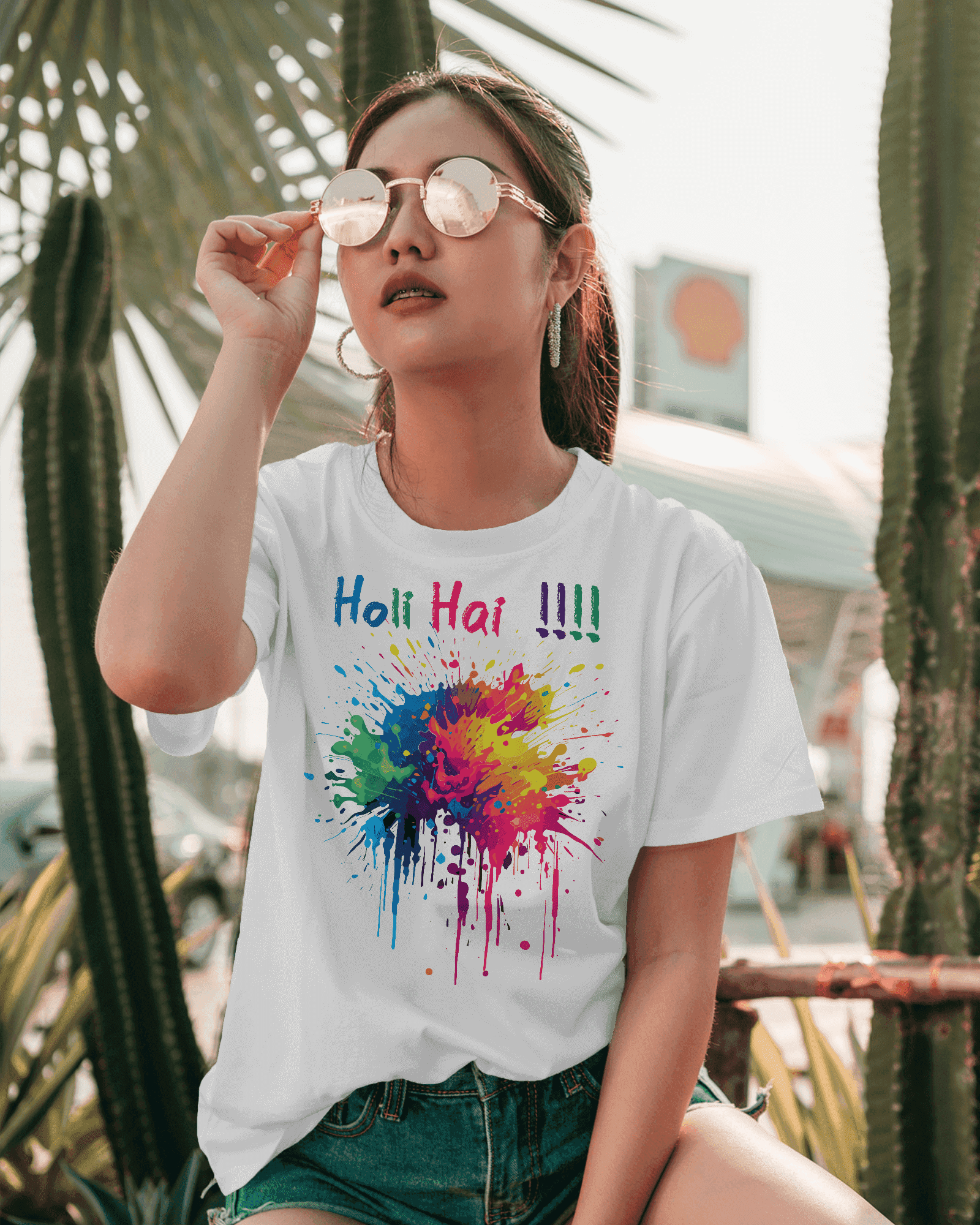 Celebrate holi with 'Holi Hai' Holi special Cotton T-Shirt for women