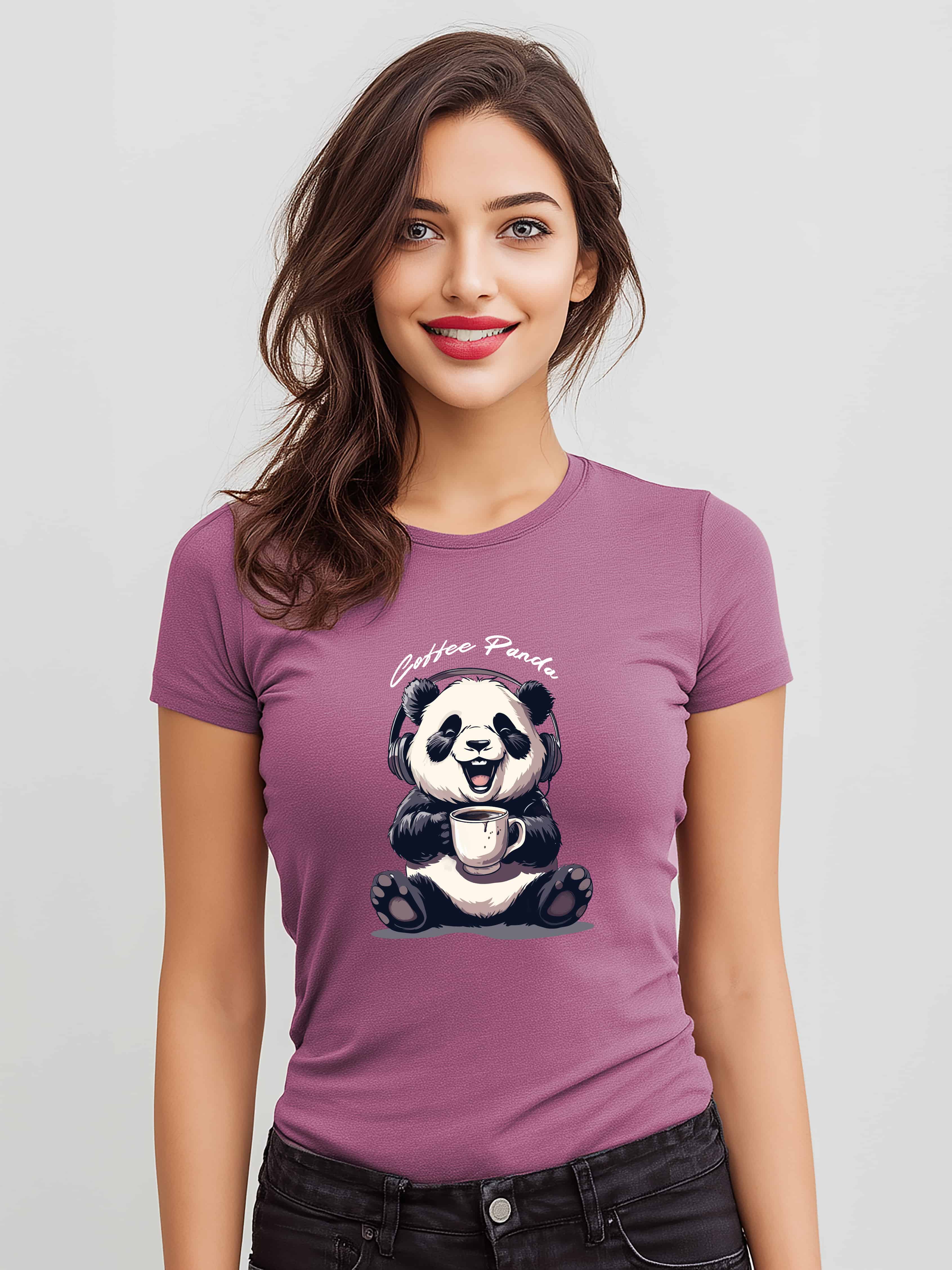 Coffee Panda Women's Graphic Cotton T-Shirt